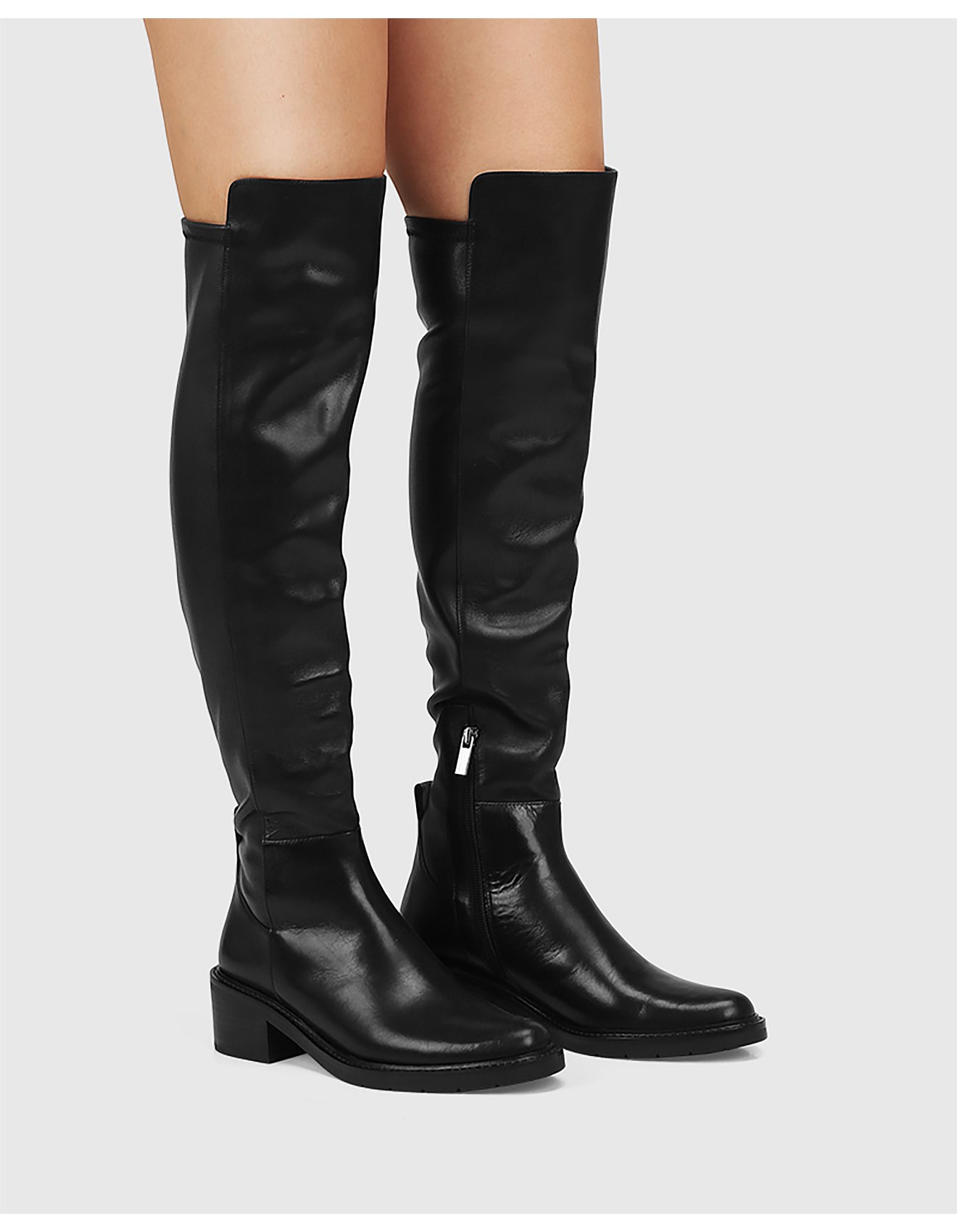 Knee Boots Wittner Flat Boots Wittner Bower Black Leather Over The Knee  Boot David Jones