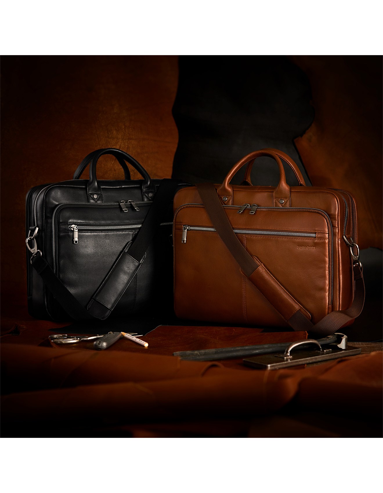 Samsonite Classic Leather Toploader Cognac David Jones