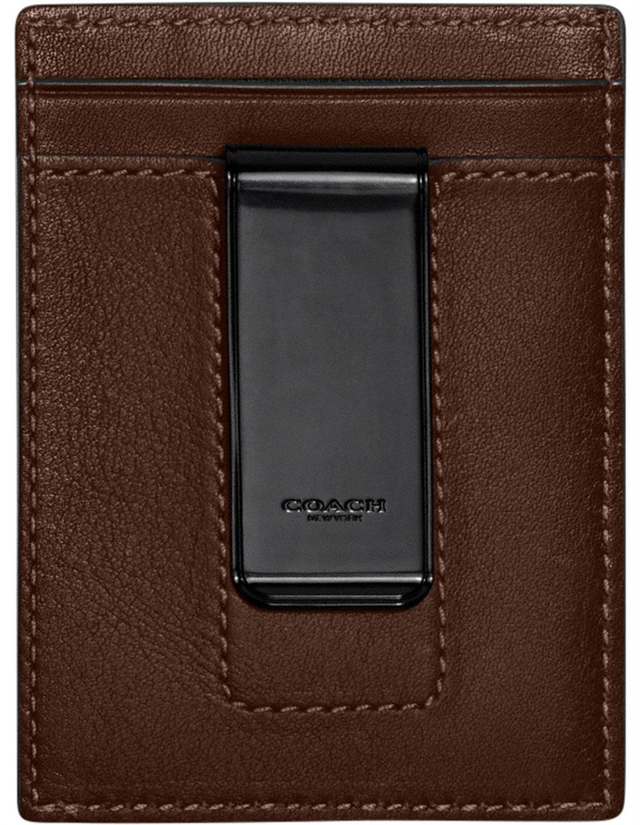 Leather Wallet Coach Men's Card Case With Money Clip NEW