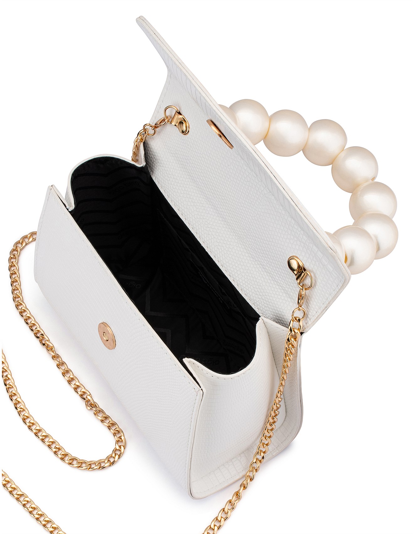 Olga Berg Small White Handbags With Handles Olga Berg Pearl Top