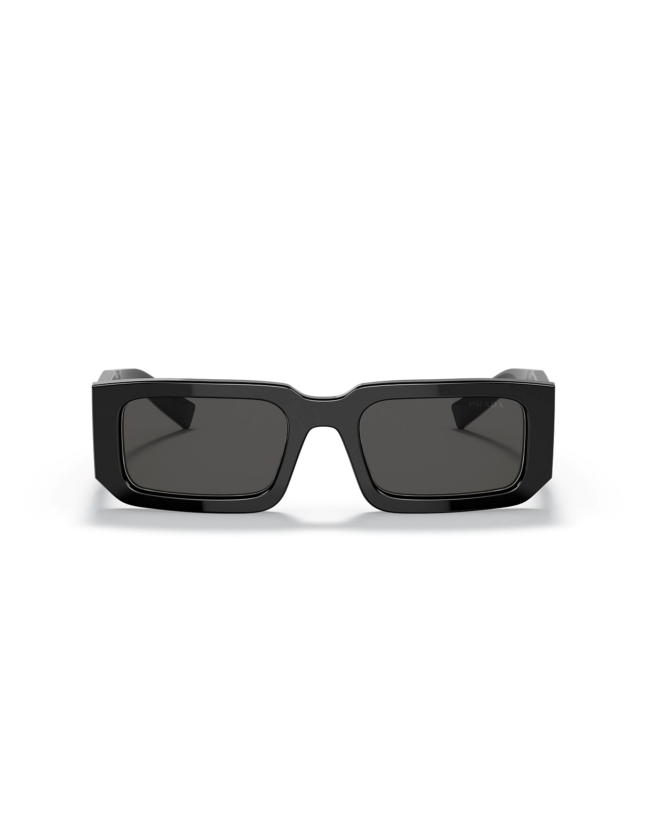 Prada Acetate Rectangle Black Dark Grey Men's Sunglass | David Jones