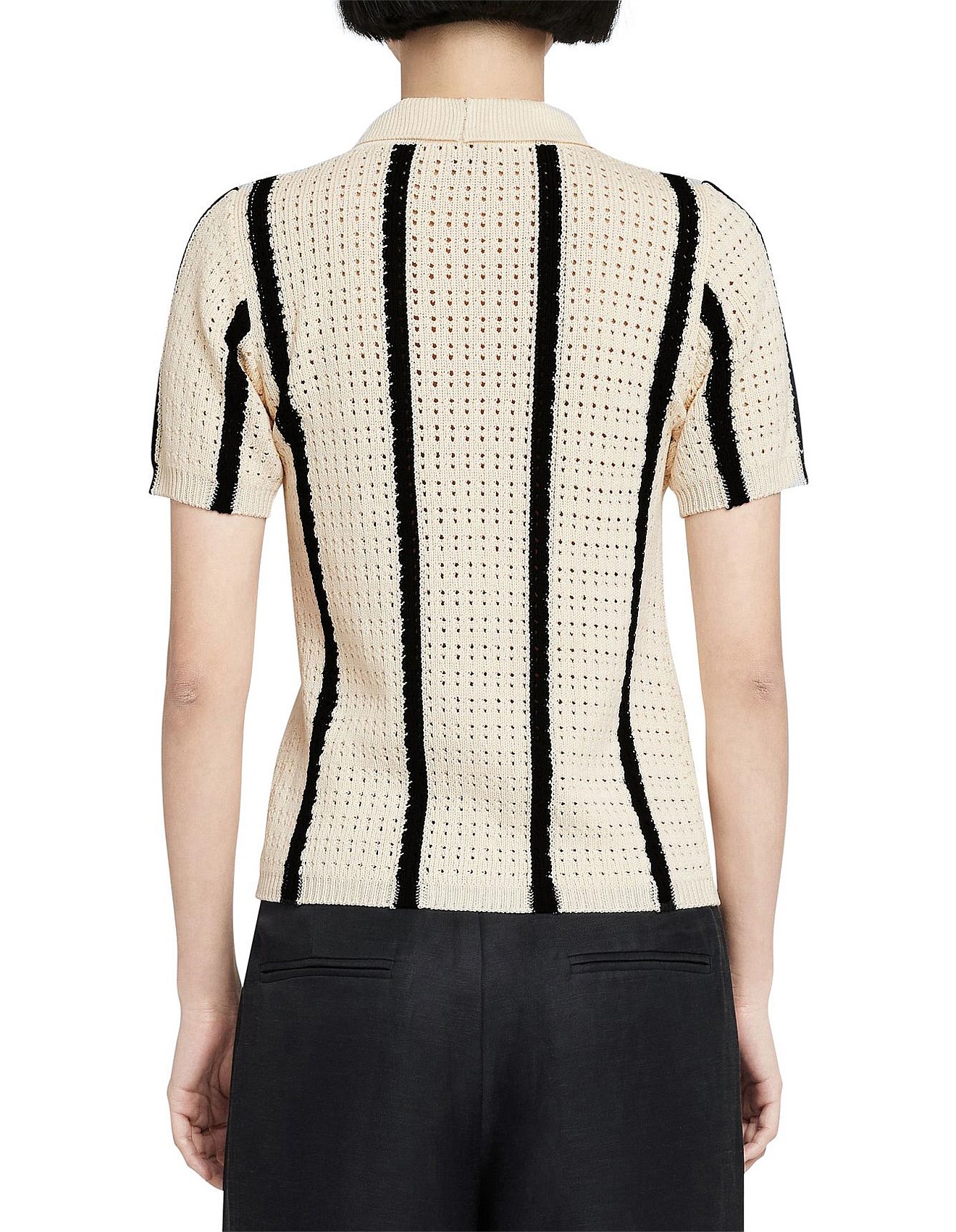 Anine Bing Alexis Sweater Ivory and Black Stripe | David Jones