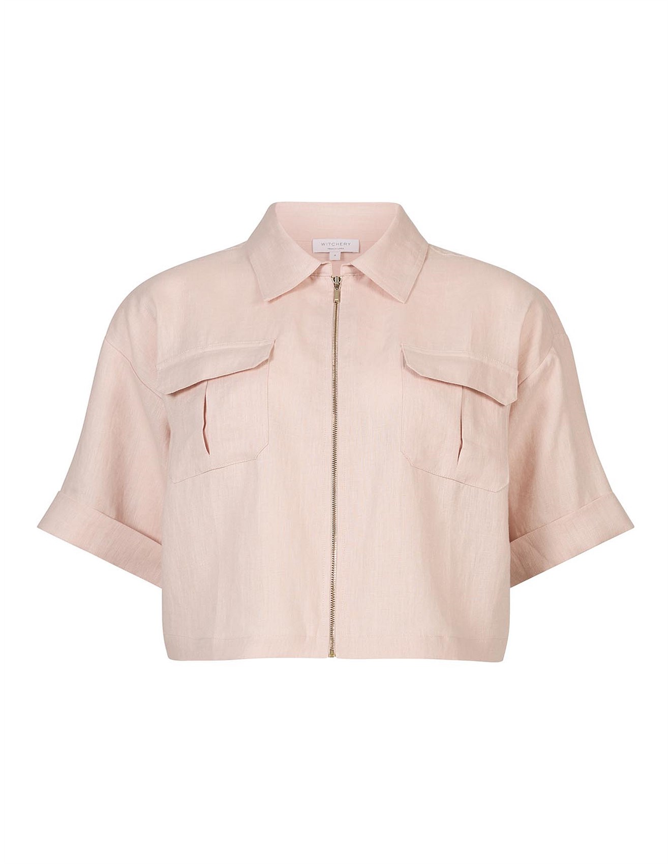 Witchery French Linen Zip Through Crop David Jones