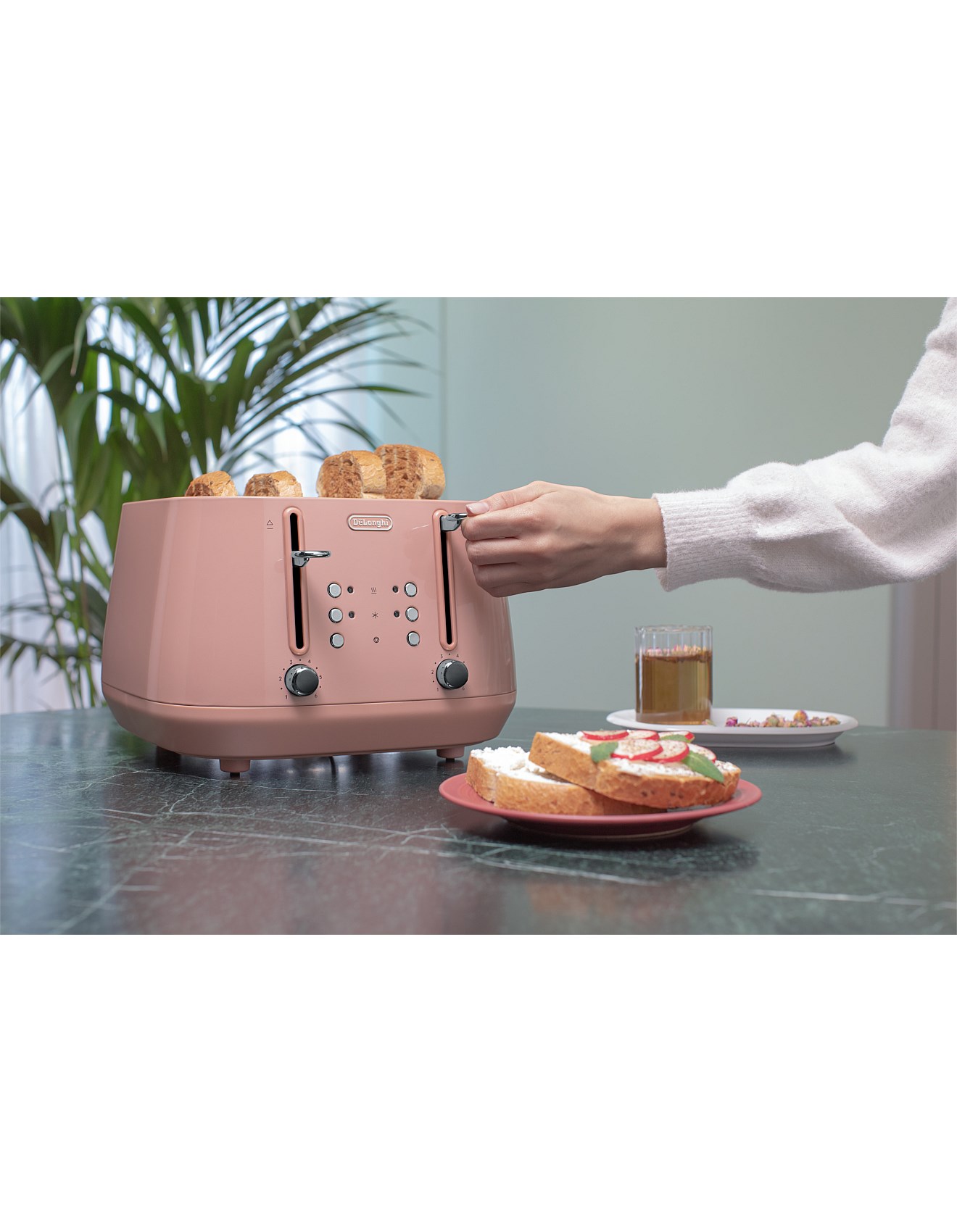 Delonghi Eclettica Slice Toaster Pink David Jones