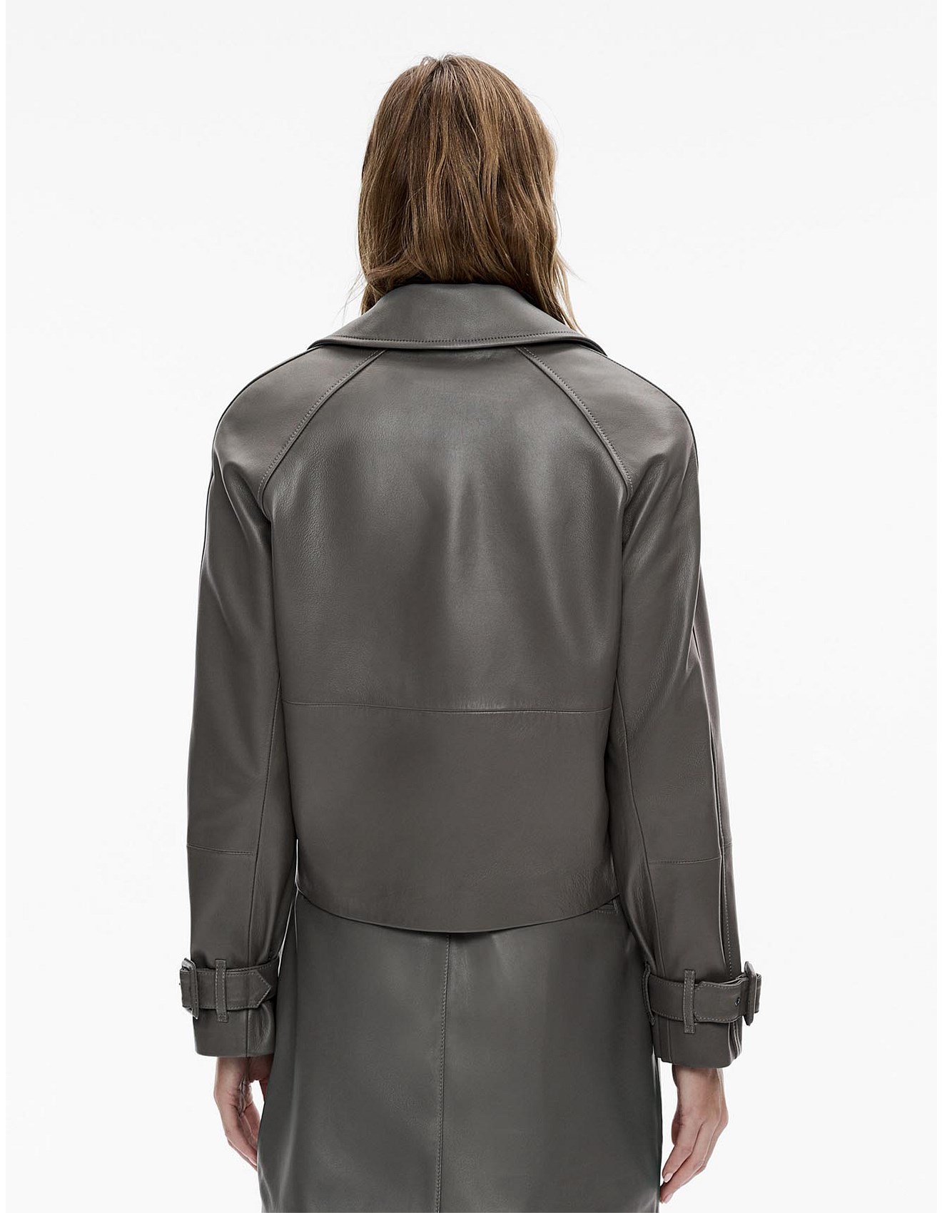 David Jones Witchery Leather Biker Jacket Leather Trench Coat