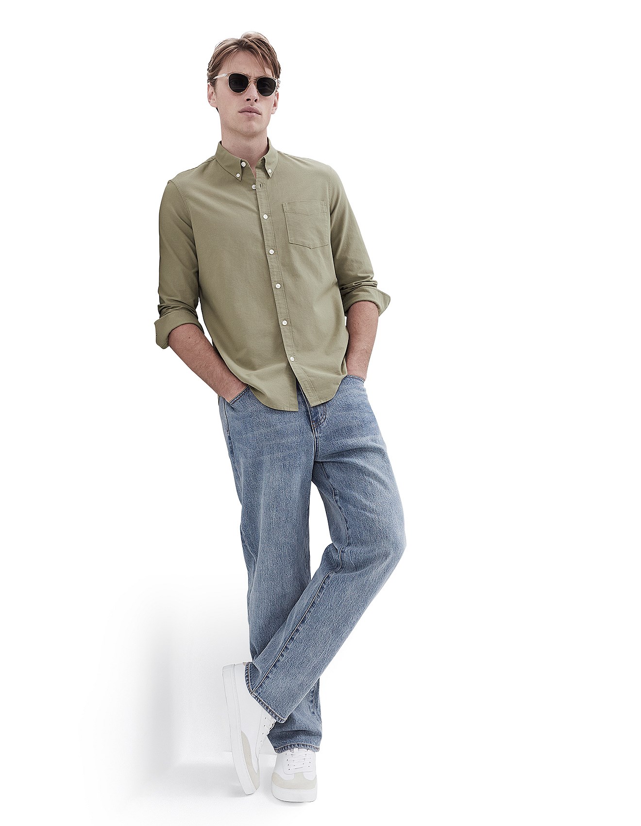 【YOURNUS】Droom Oxford Half Shirt WOLF BUTTON-DOWN SHIRT - INFINITY BLUE DABU DYED OXFORD