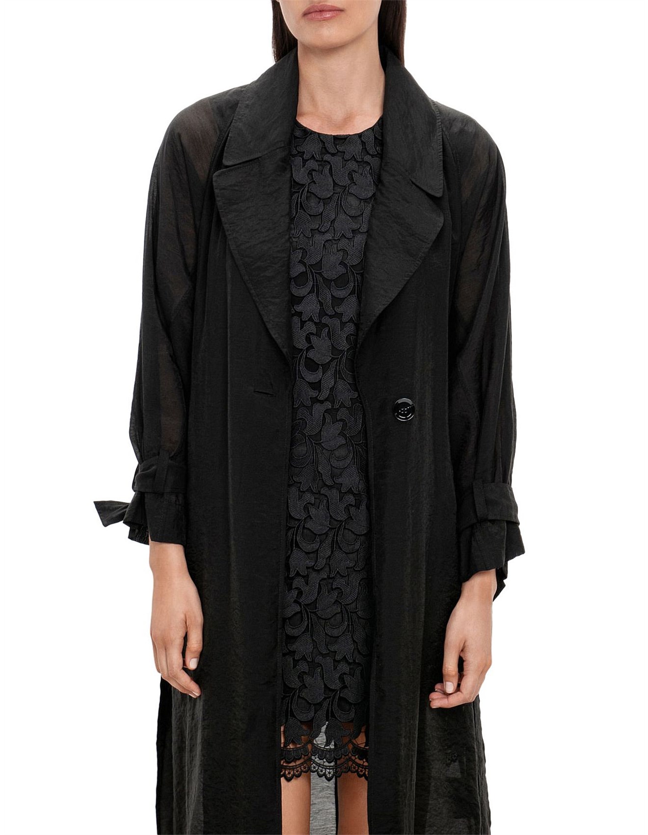 Veronika Maine Sheer Tencel Trench Coat | David Jones