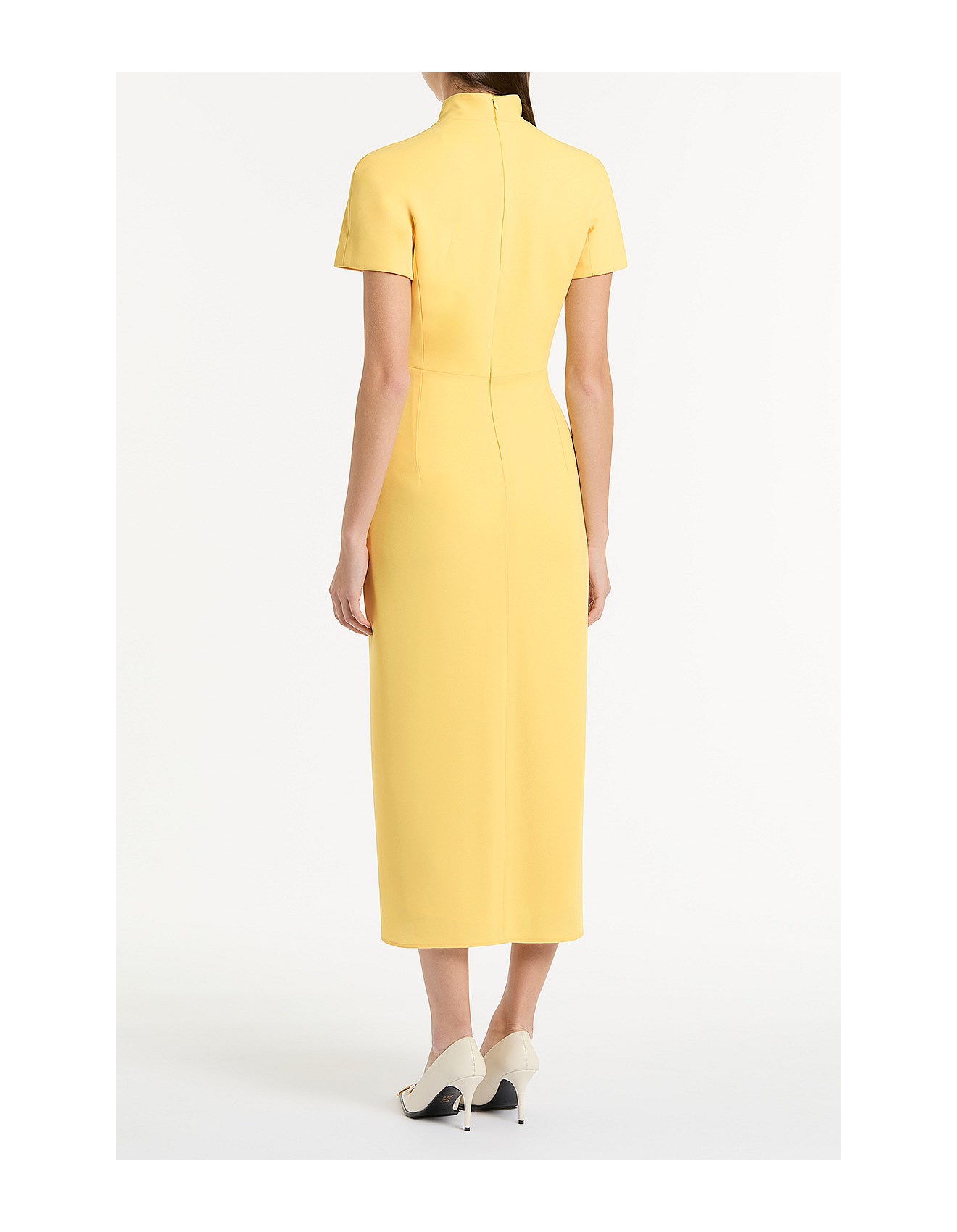 Carla Zampatti Butter Crepe Fitted Waterfall Midi Dress David Jones