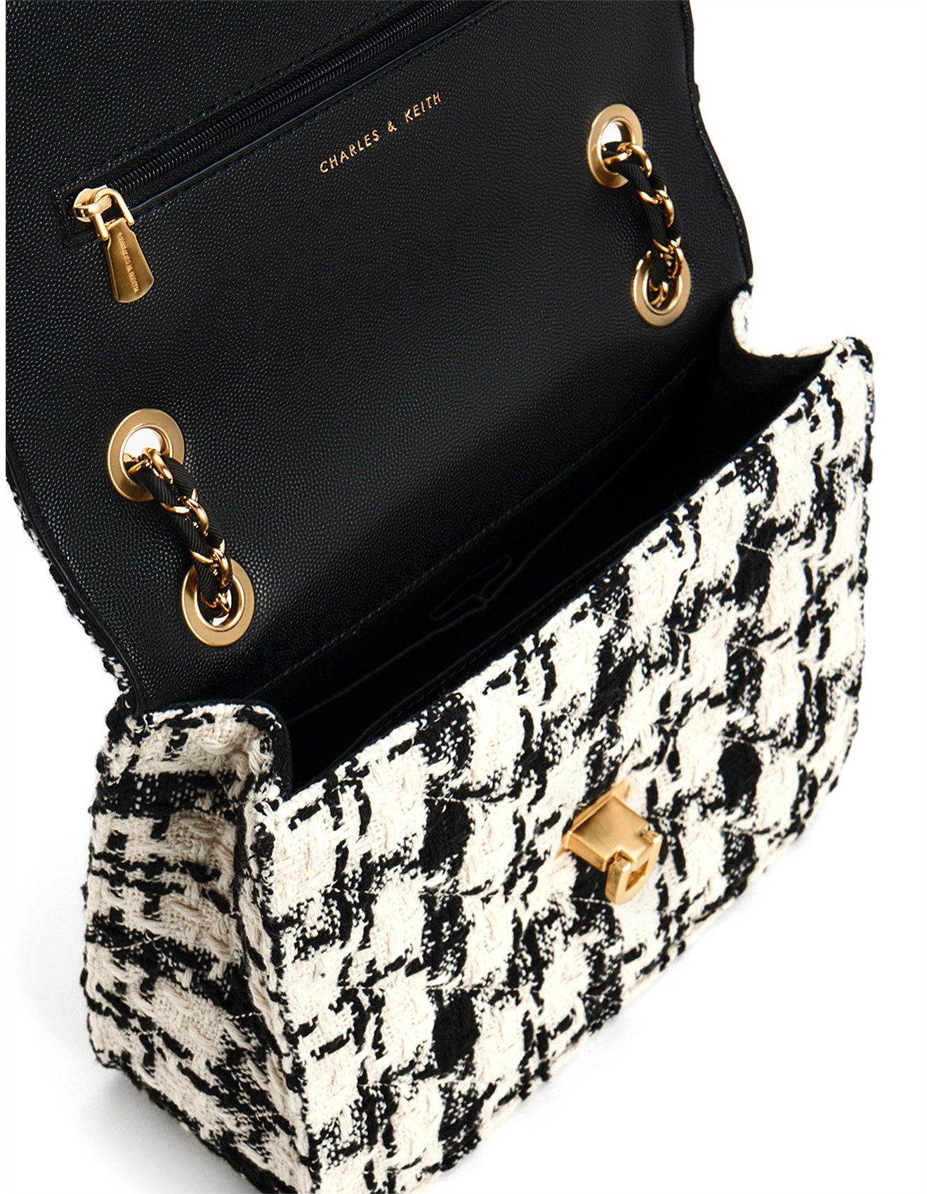 Chain Strap Bag Tweed Chain Bag Charles Keith Cressida Tweed Chain