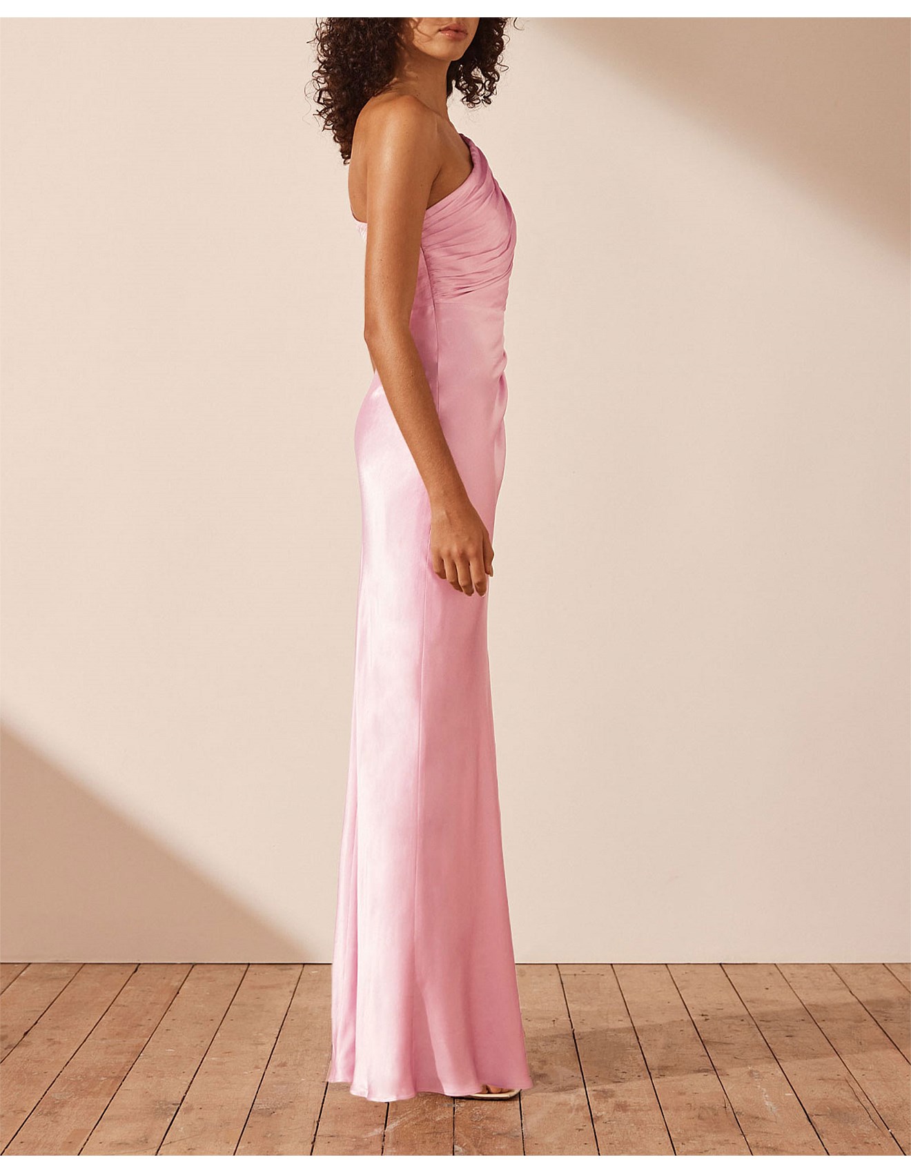 Shona Joy Asymmetrical Gathered Maxi Dress With Side Split