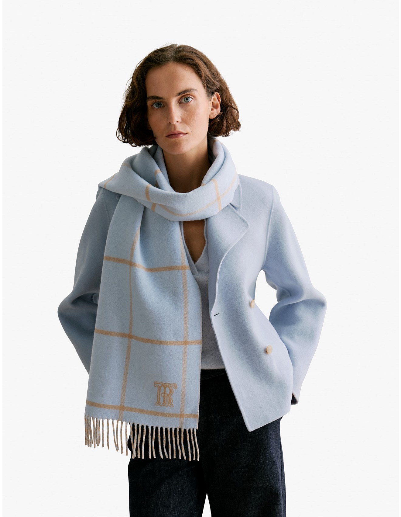 Trenery Wool Check Reversible Scarf David Jones