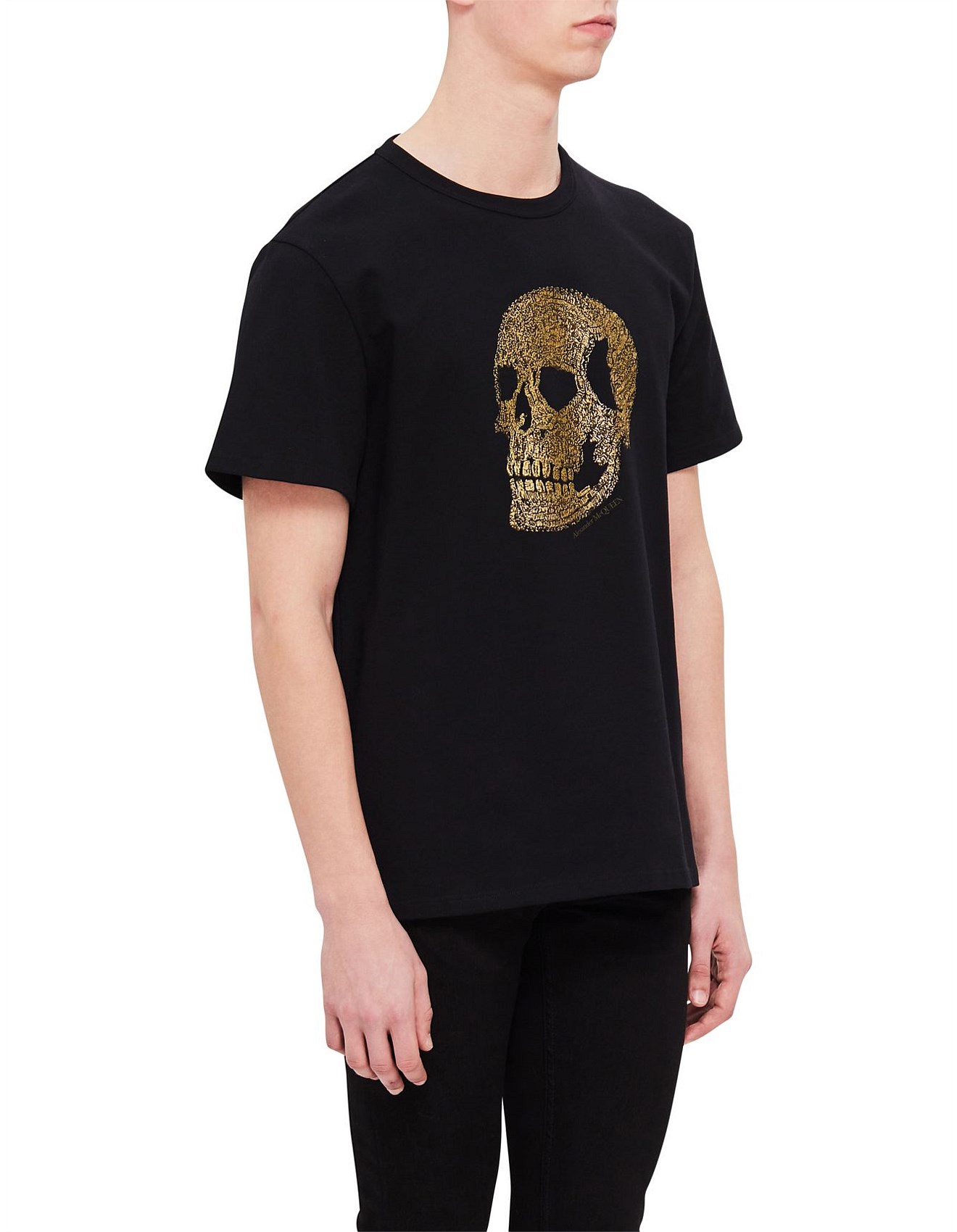 Alexander Mcqueen Gold Skull T-shirt | David Jones