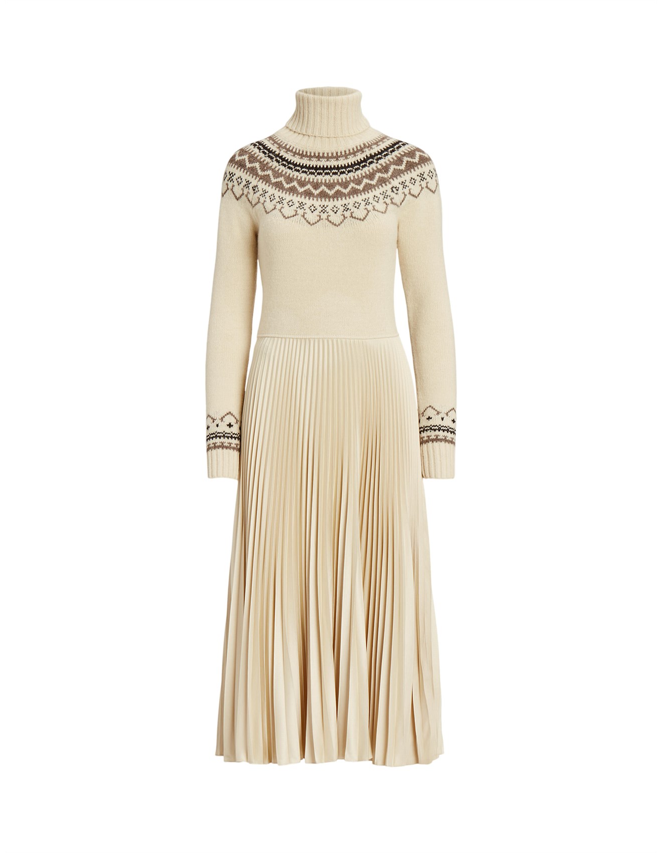 Polo Ralph Lauren Hybrid Sweater-pleated Turtleneck Dress