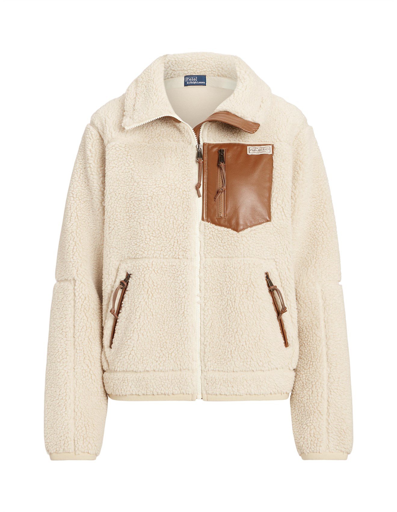 Polo Ralph Lauren Leather-trim High-pile Fleece Jacket | David Jones