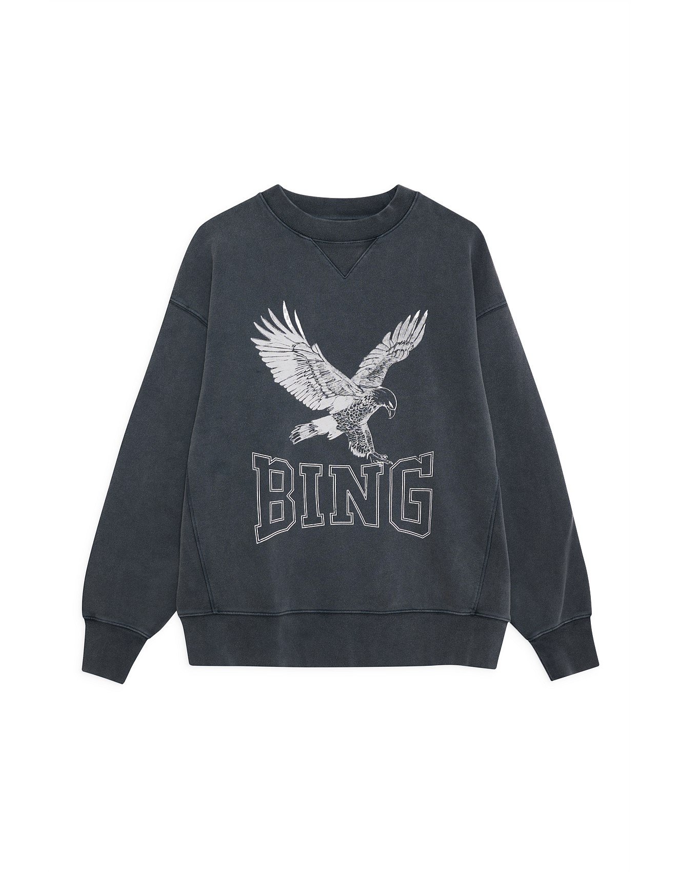 Anine Bing Alto Retro Eagle Sweatshirt Washed Black | David Jones
