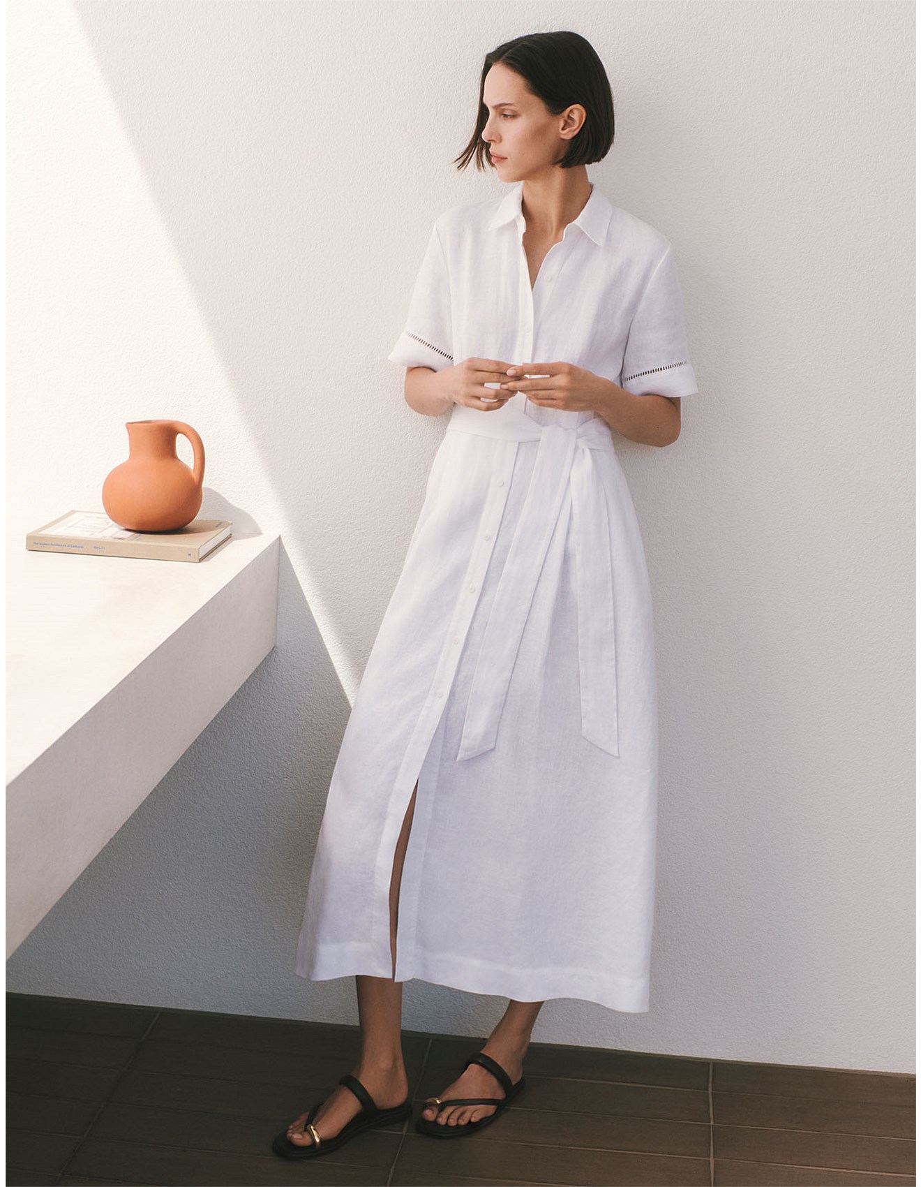 Trenery Linen Shirt Dress Womens Trenery Stretch Linen Blend Shirt Dress  David Jones