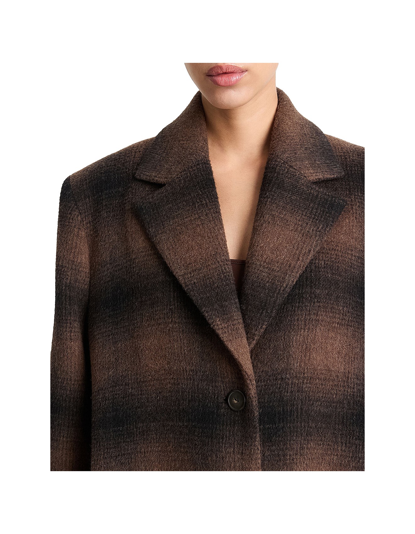 Shadow Plaid Wool Blend Car Coat Vince Wool-blend Plaid Car Coat