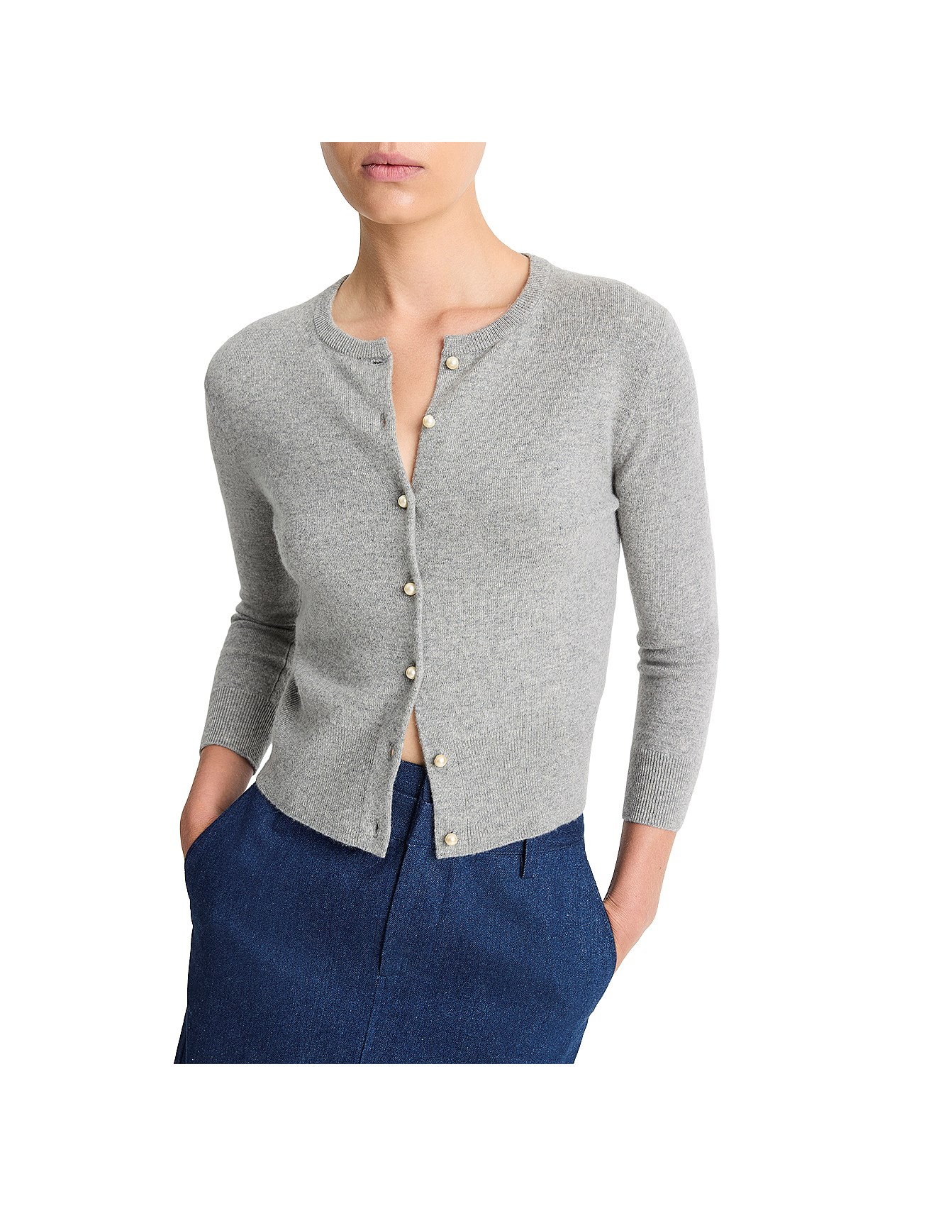 トップス Lace Trimmed Pearl Button Cardigan Lace Trimmed Pearl Button Cardigan