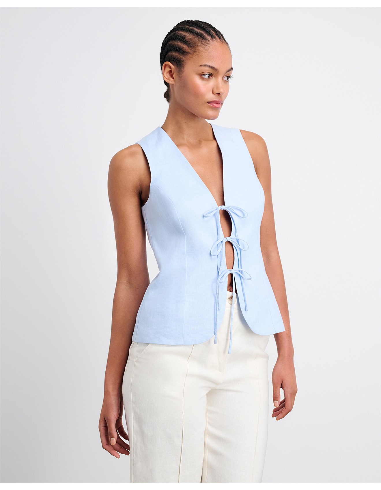 Jag Sophie Linen Ribbon Vest | David Jones