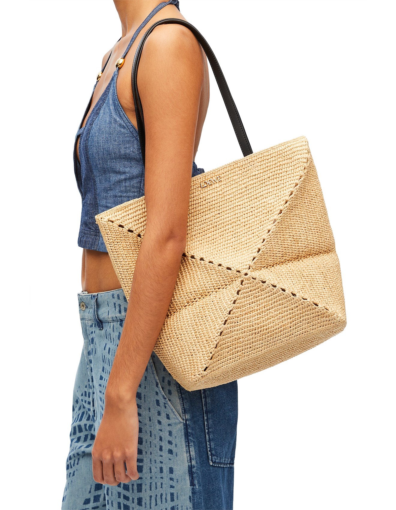 Loewe Puzzle Fold Tote In Raffia David Jones