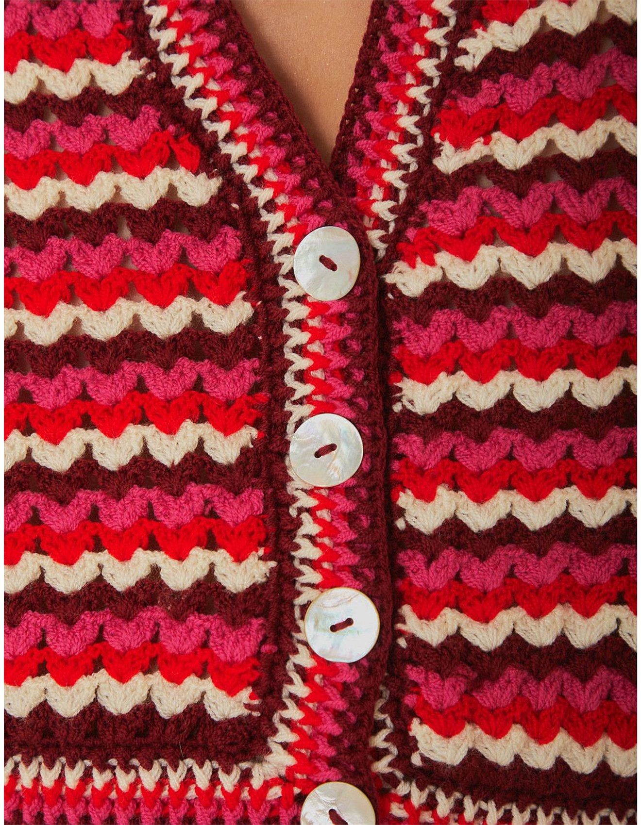 Farm Rio Colorful Stripes Crochet Cardigan David Jones