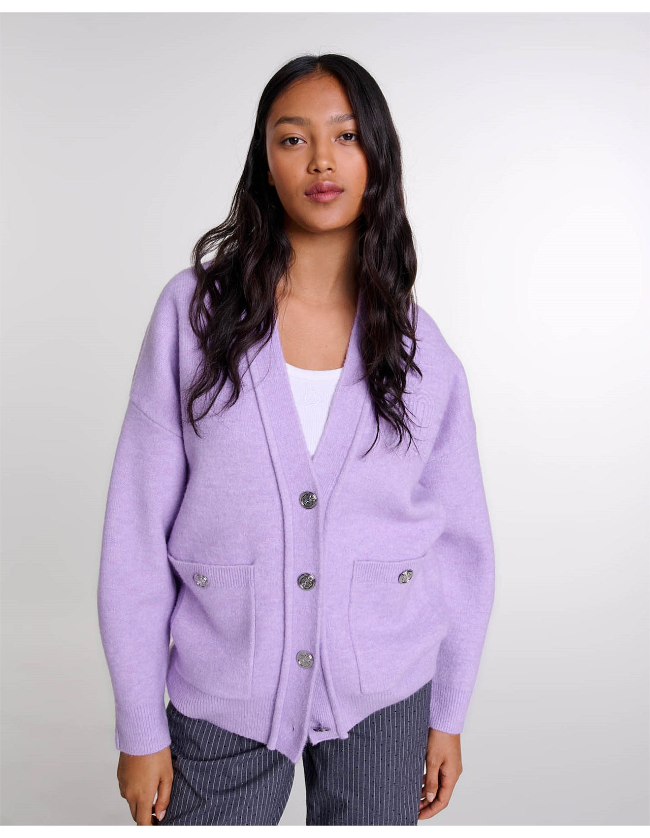 Knitted Cardigan Maje Purple Sweater Maje Mycollego Cardigan David
