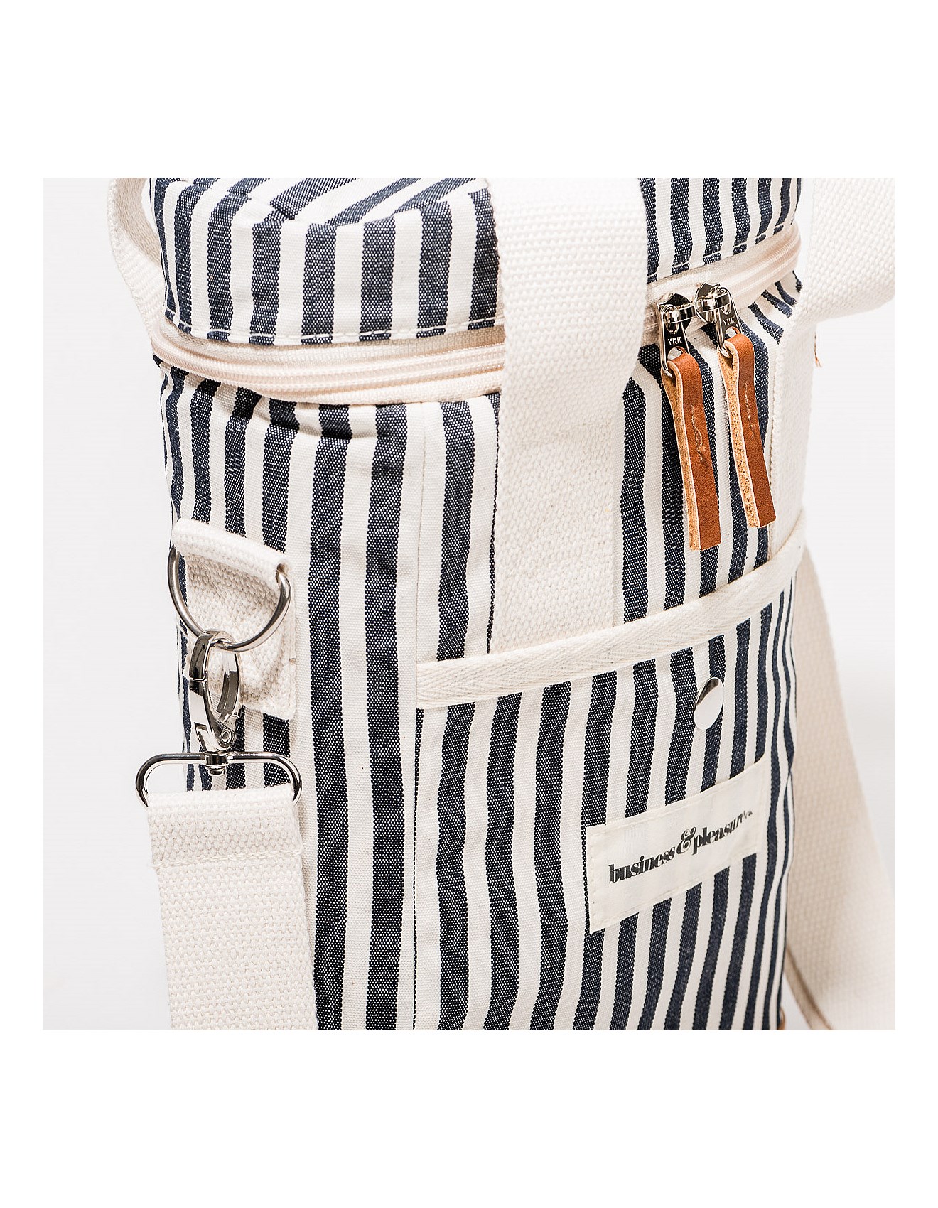 Business Pleasure Co Wine Cooler Tote Bag -Laurens Navy Stripe