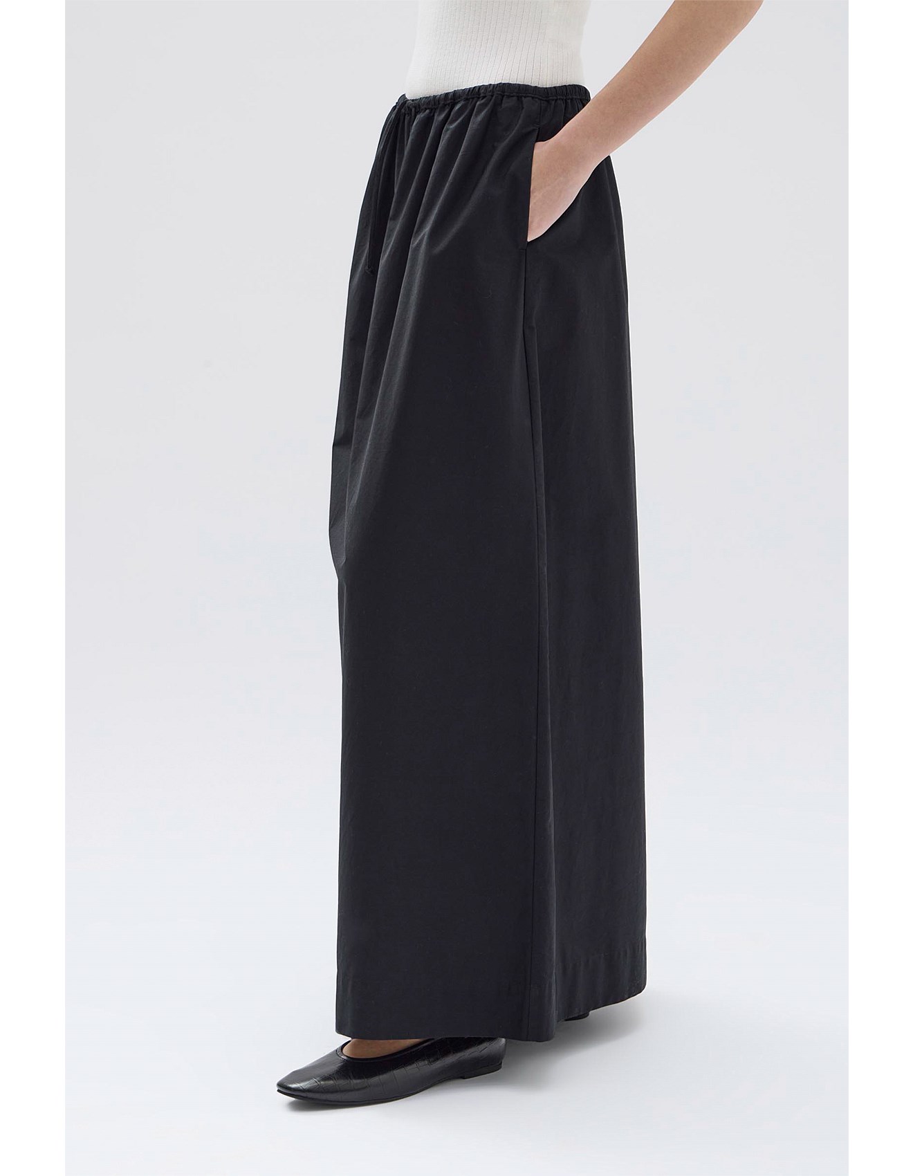 Assembly Label Philipa Poplin Midi Skirt Black David Jones