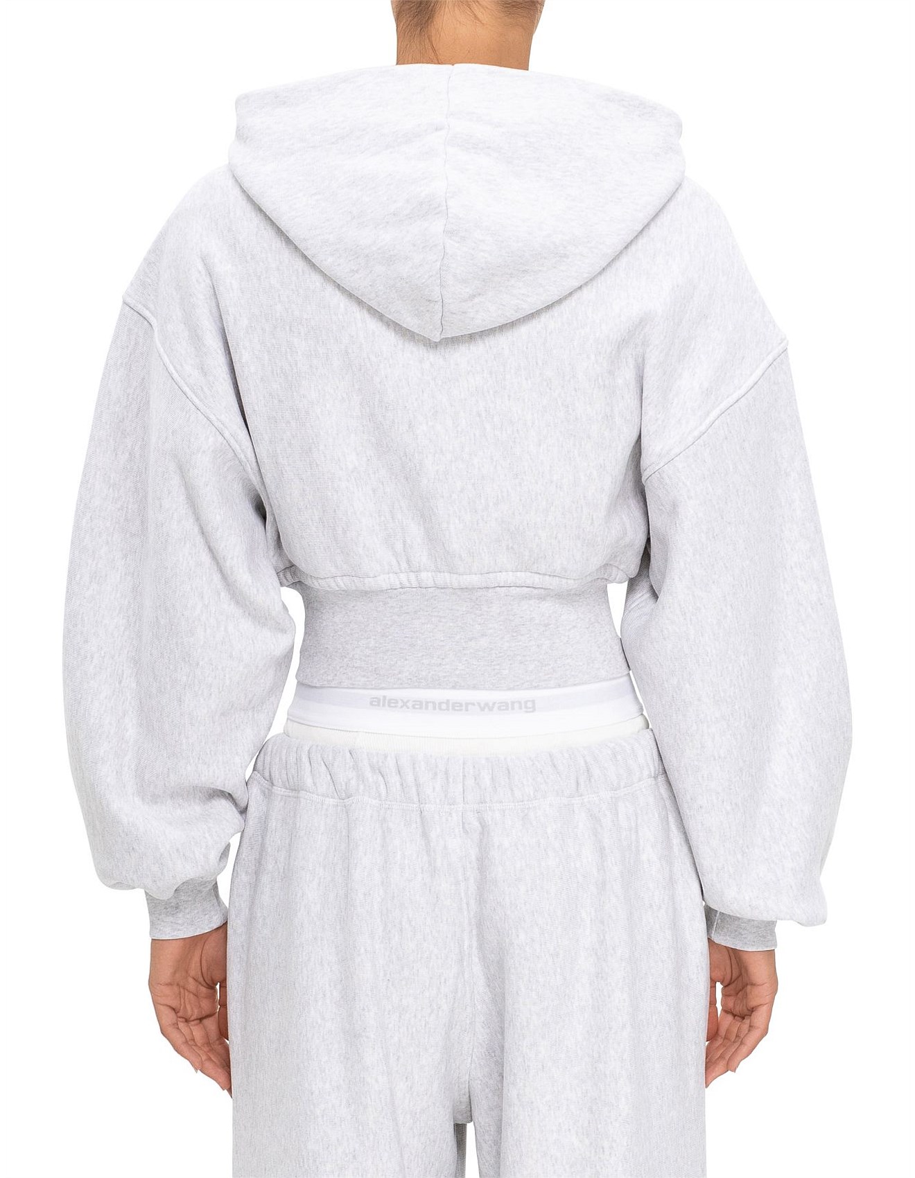 cropped zip up hoodie with branded seam label