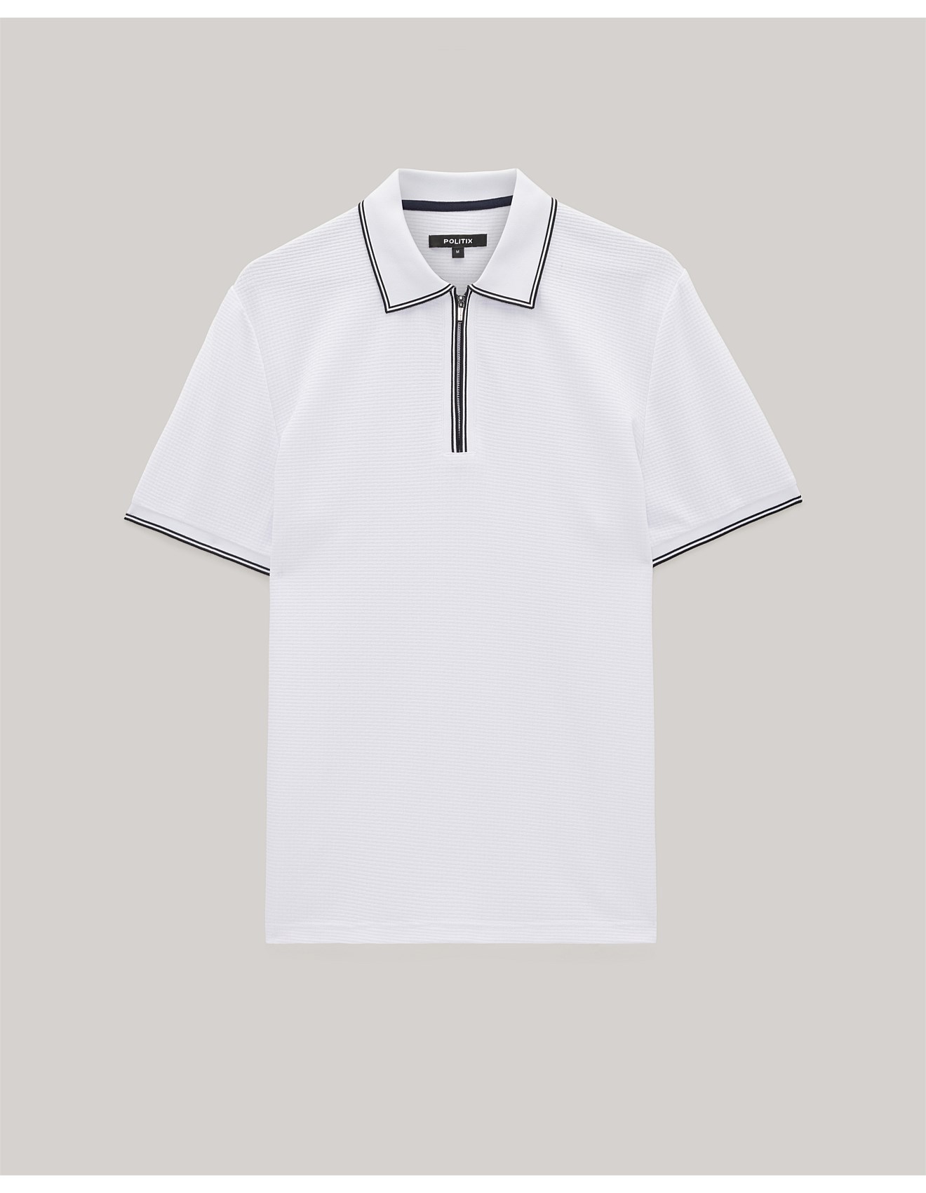 Politix Zip Up Polo Top Long Sleeve Black Button Up Polo Shirt