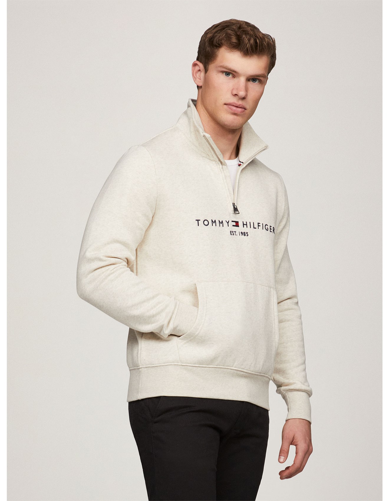 Tommy Hilfiger Logo Mock Turtleneck Half-zip Sweatshirt
