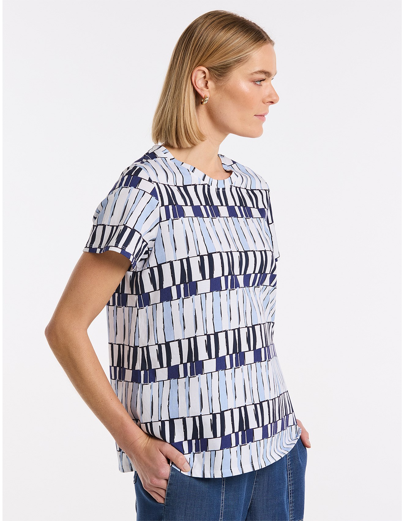 Na Short Sleeve Abstract Stamp Tee David Jones