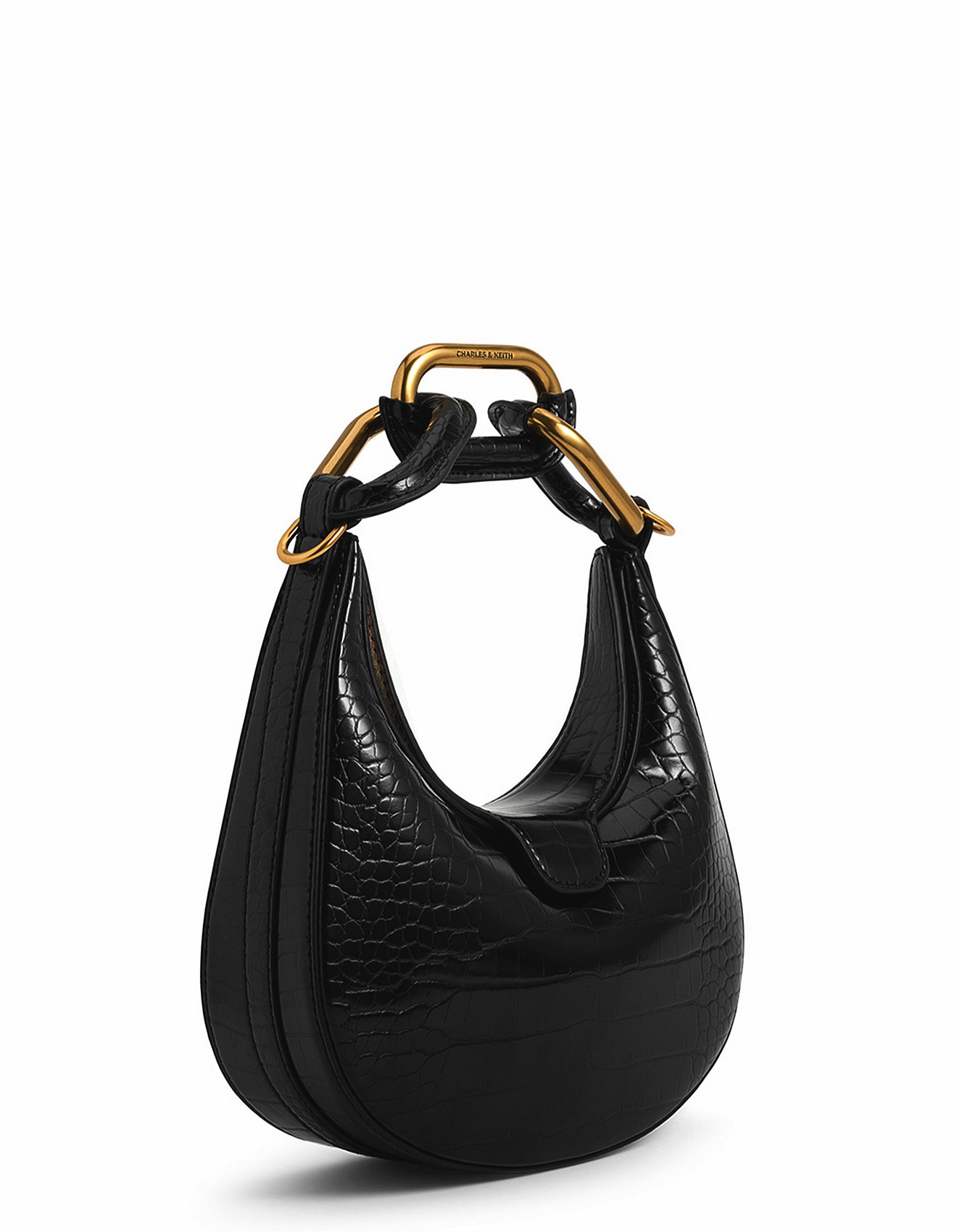 Charles Keith Mini Kora Croc-effect Chain-link Moon Bag David