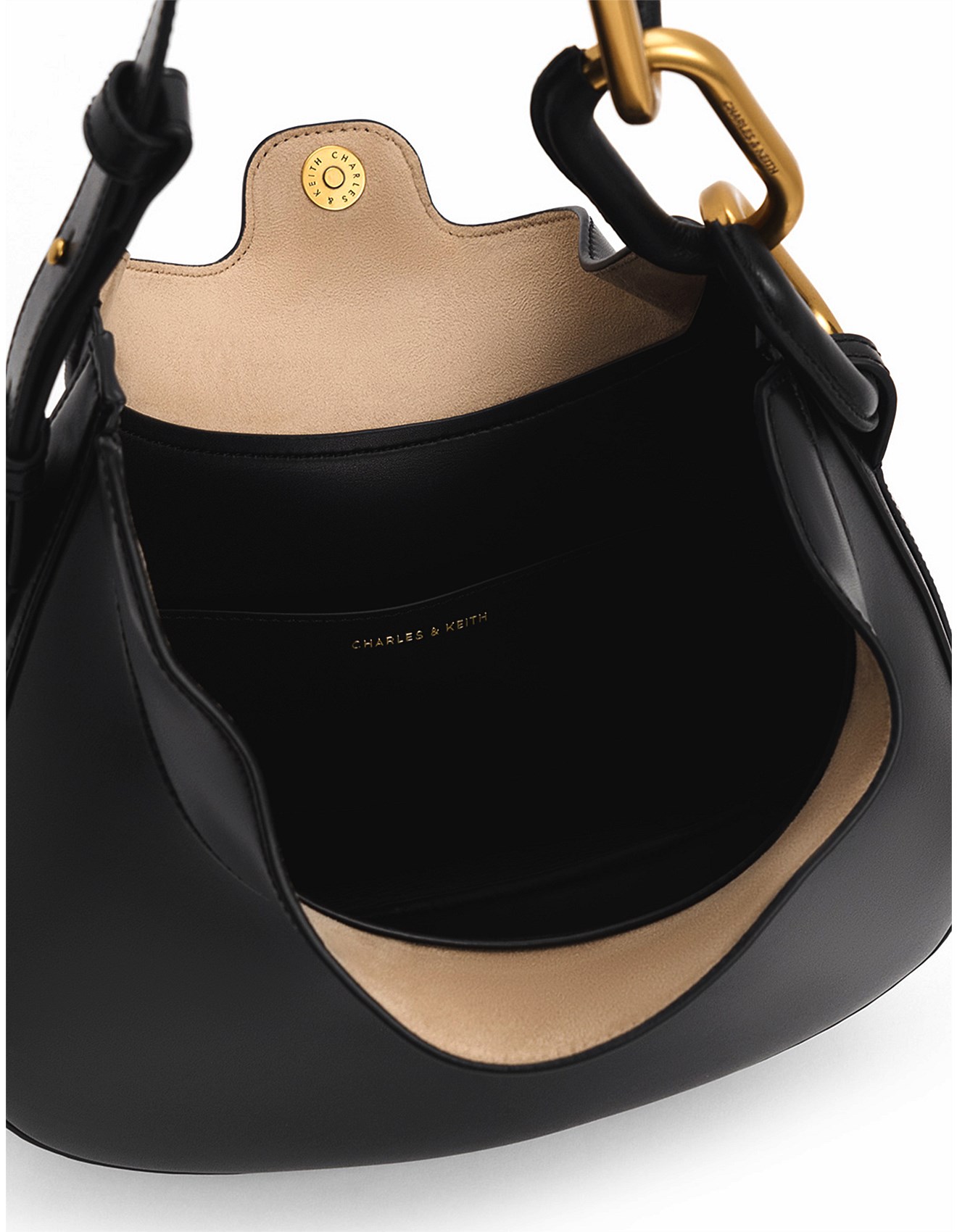 Charles Keith Kora Metallic-accent Moon Bag David Jones