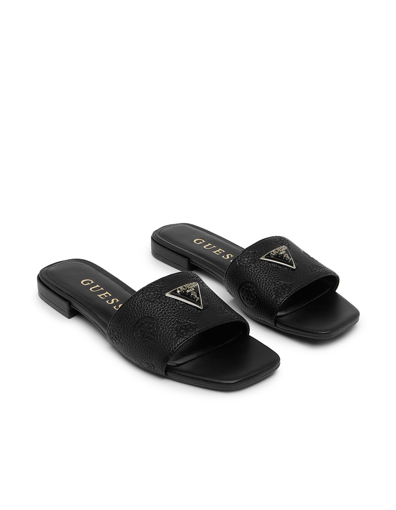 Guess Slides Guess Black And White Sandals GUESS Black And White