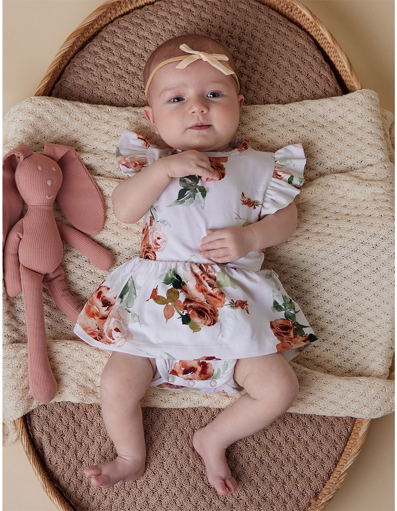 Snuggle Hunny Rosebud Short Sleeve Organic Dress David Jones