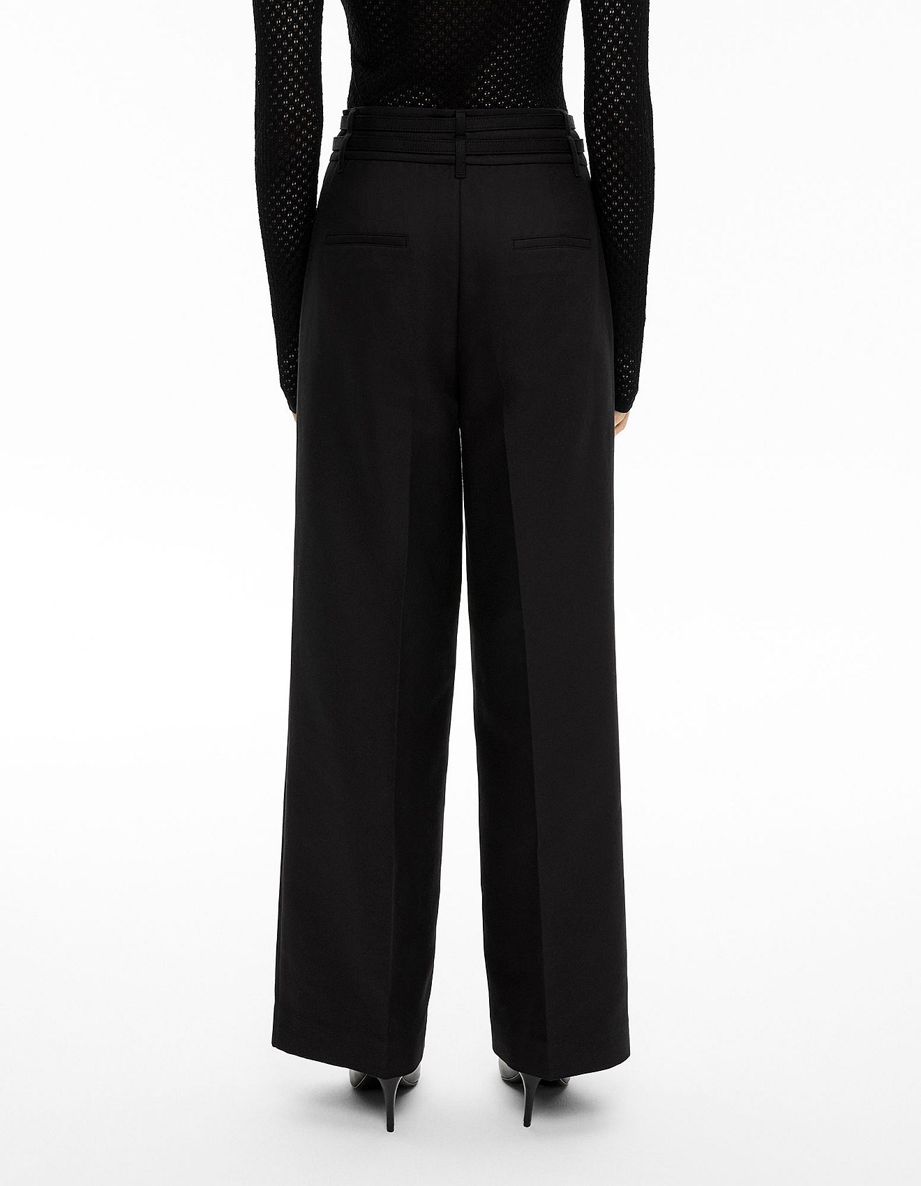 eaphi DOUBLE BELT CHECK PANTS DH Apparel High Rise Wide Leg