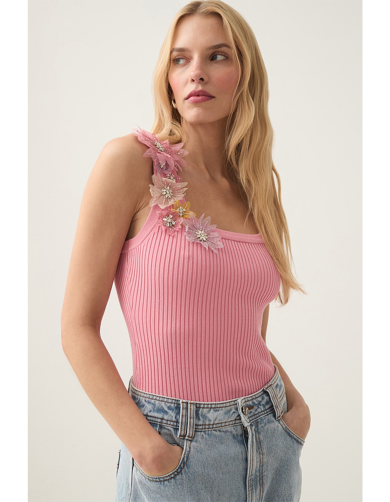 Aje Bronte Flower Knit Tank | David Jones