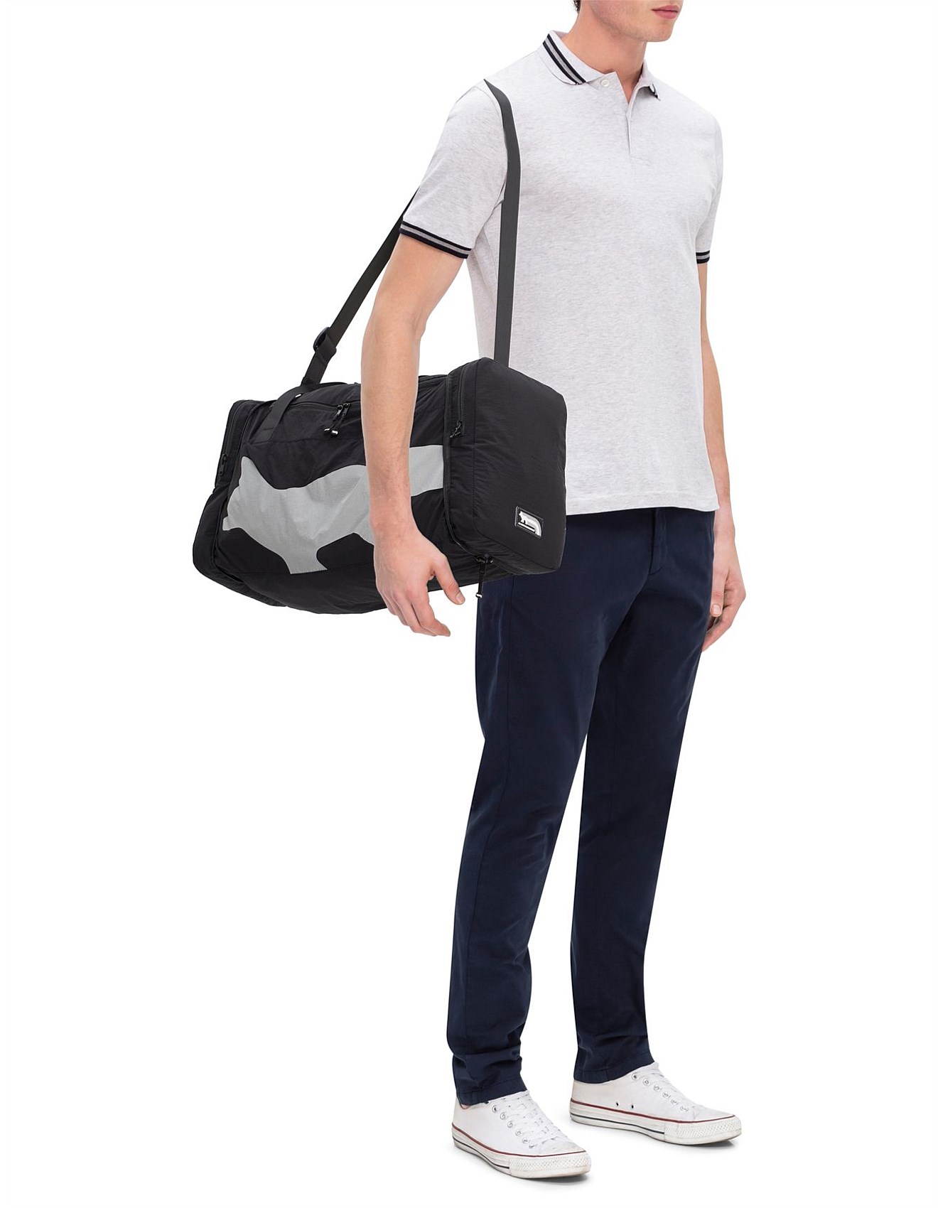 Maison Kitsune■ Men Flash Fox Weekender - Black Maison Kitsune Flash Fox Reflective Weekender Bag Black