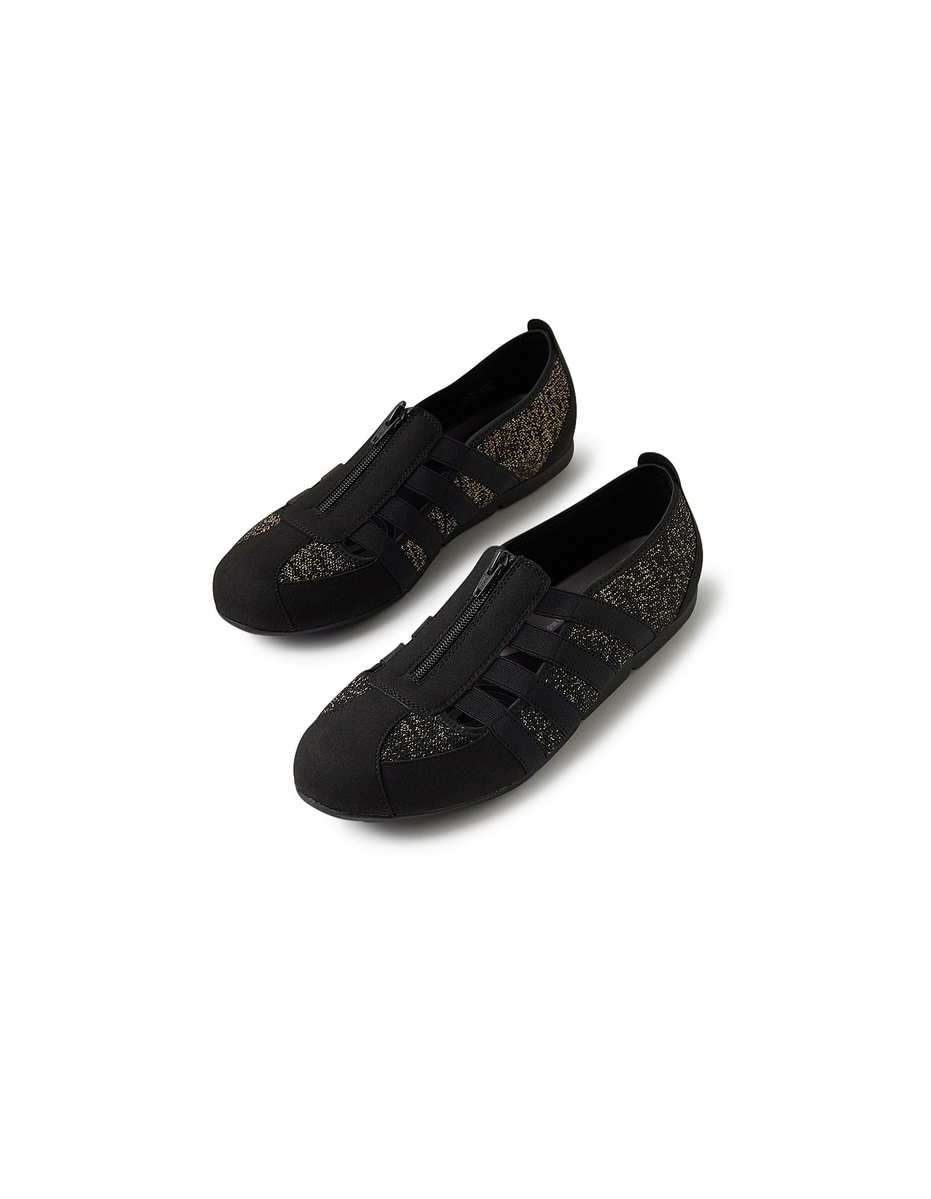 Supersoft By Diana Ferrari Scottie Black Gold Mesh Sneakers