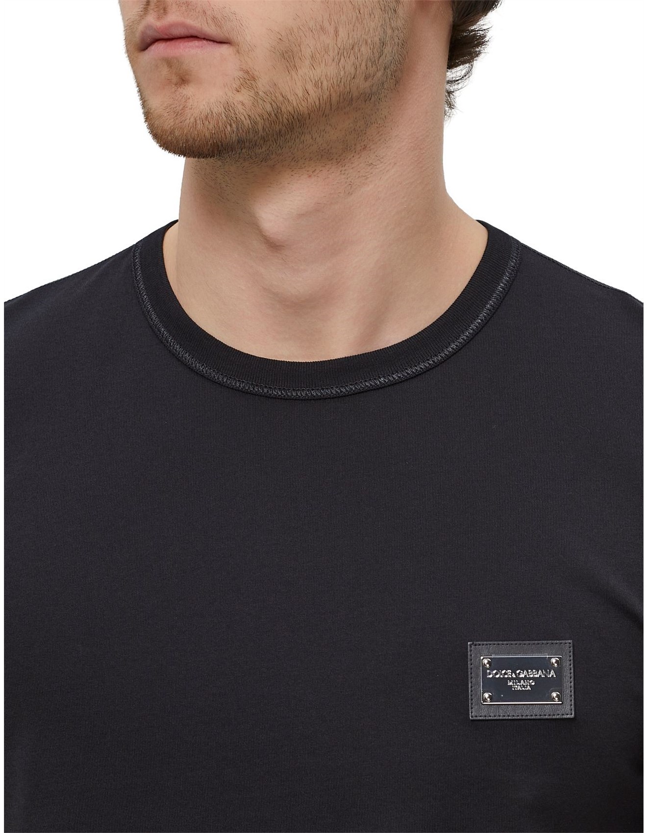 Dolce & Gabbana Logo Patch Crewneck T-shirt Black | David Jones Dolce & Gabbana Logo Patch Crewneck T-shirt Black | David Jones