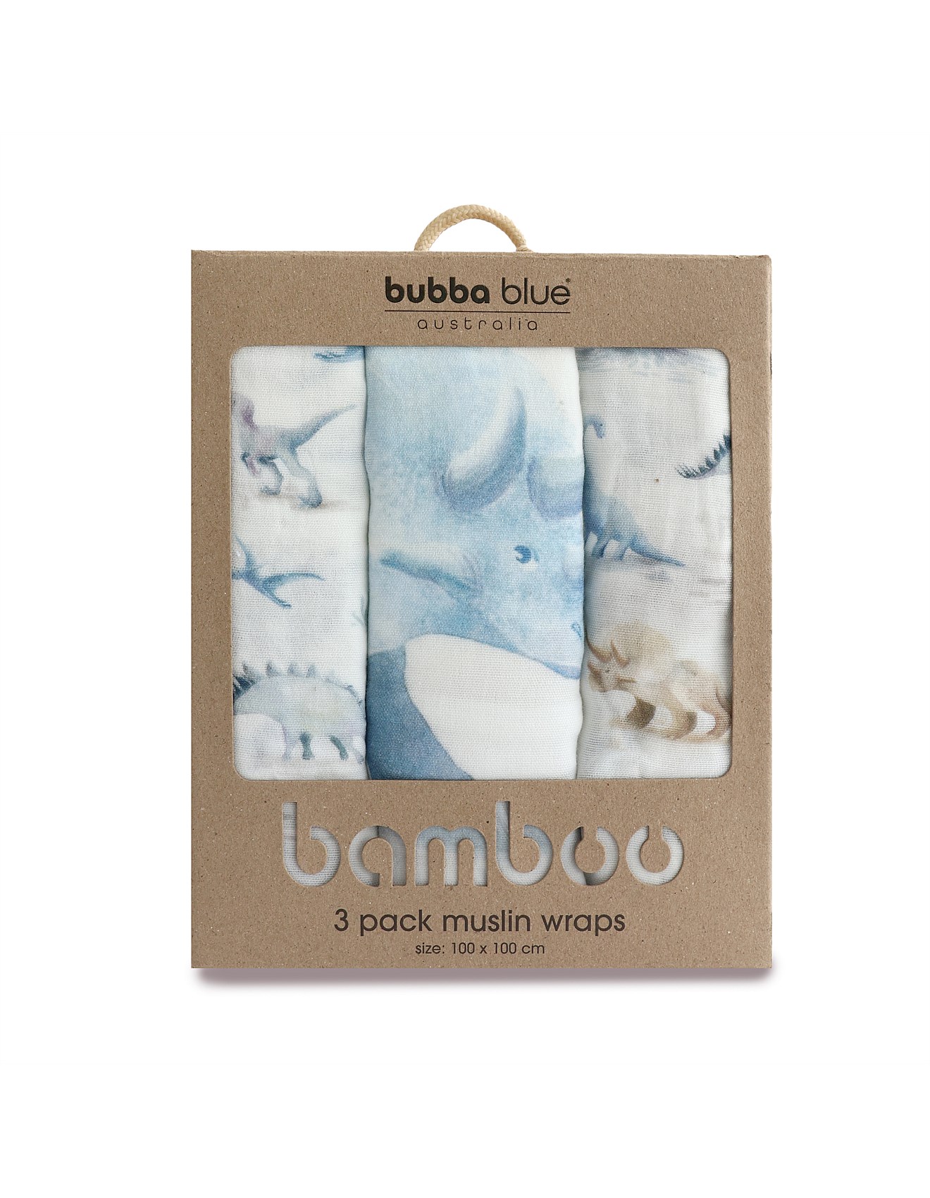 Bubba Blue Jurassic Bamboo 3pk Muslin Wraps David Jones