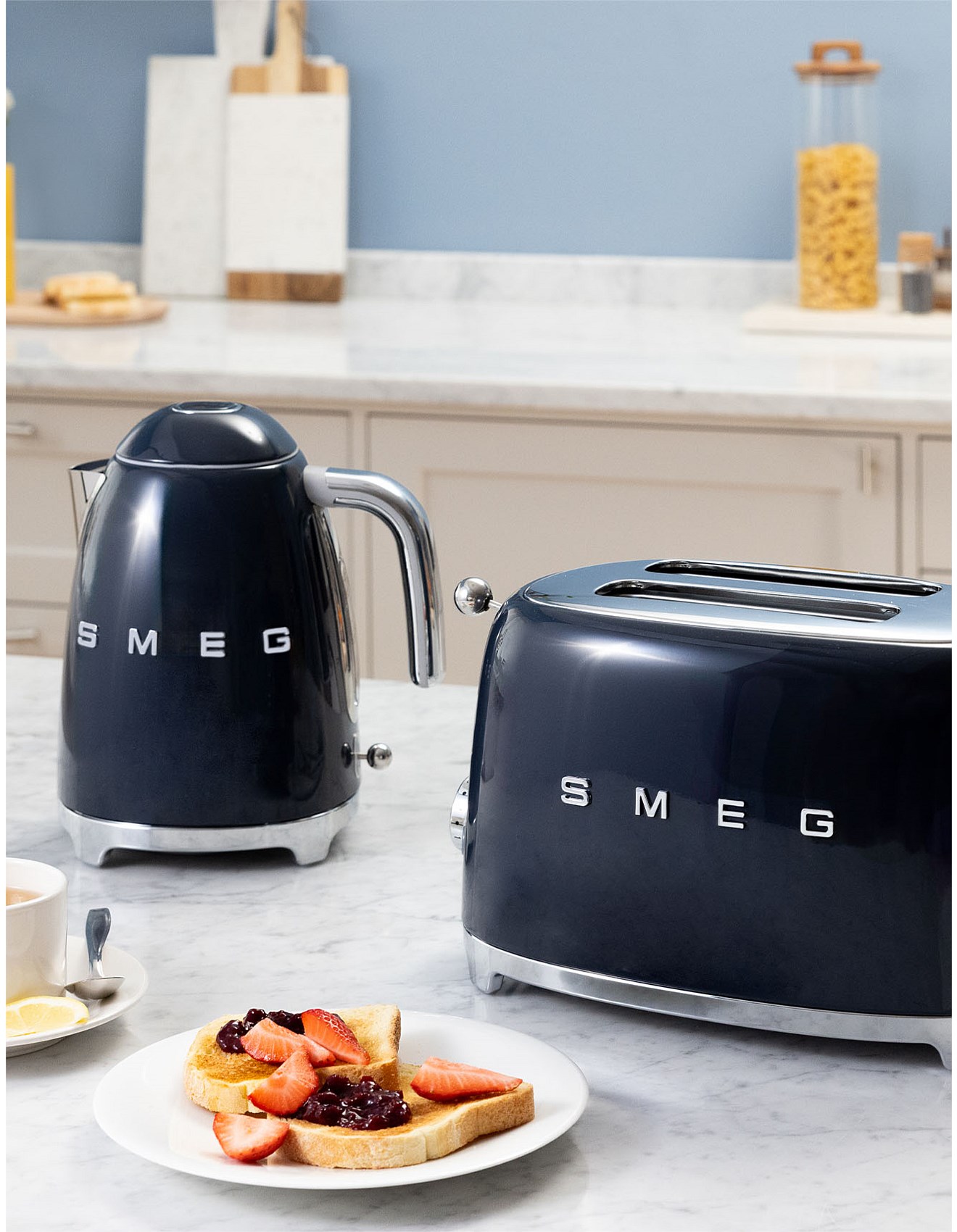 Smeg Kettle Steel Blue Kettle And Toaster Variable Temperature