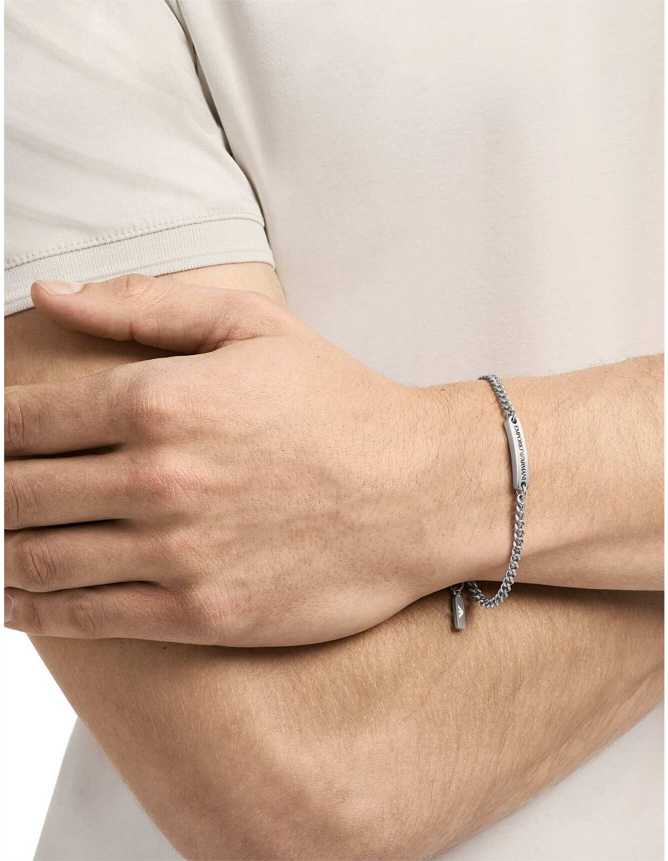 Emporio Armani Stainless Steel Id Bracelet | David Jones