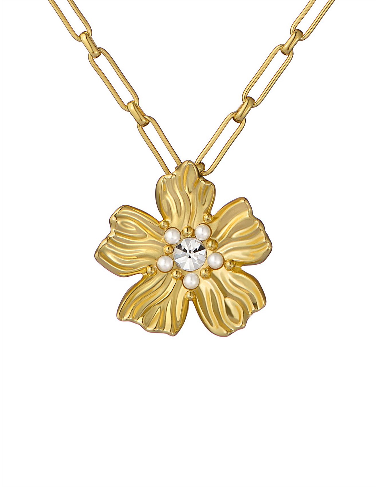 Ted Baker Ted Baker Petrice Flower Statement Crystal Necklace Gold