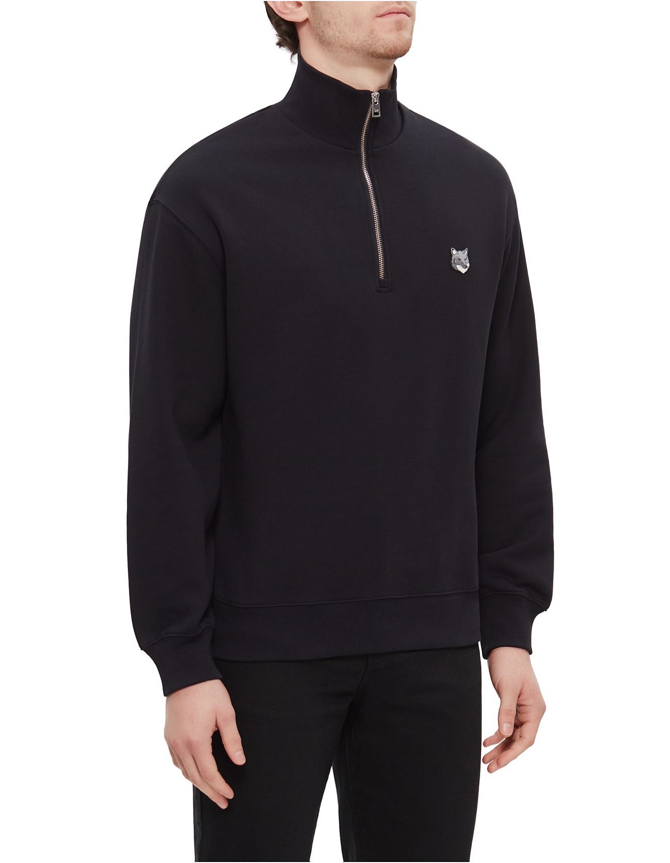 Maison Kitsune Fox Head Comfort Half Zip Sweatshirt | David Jones