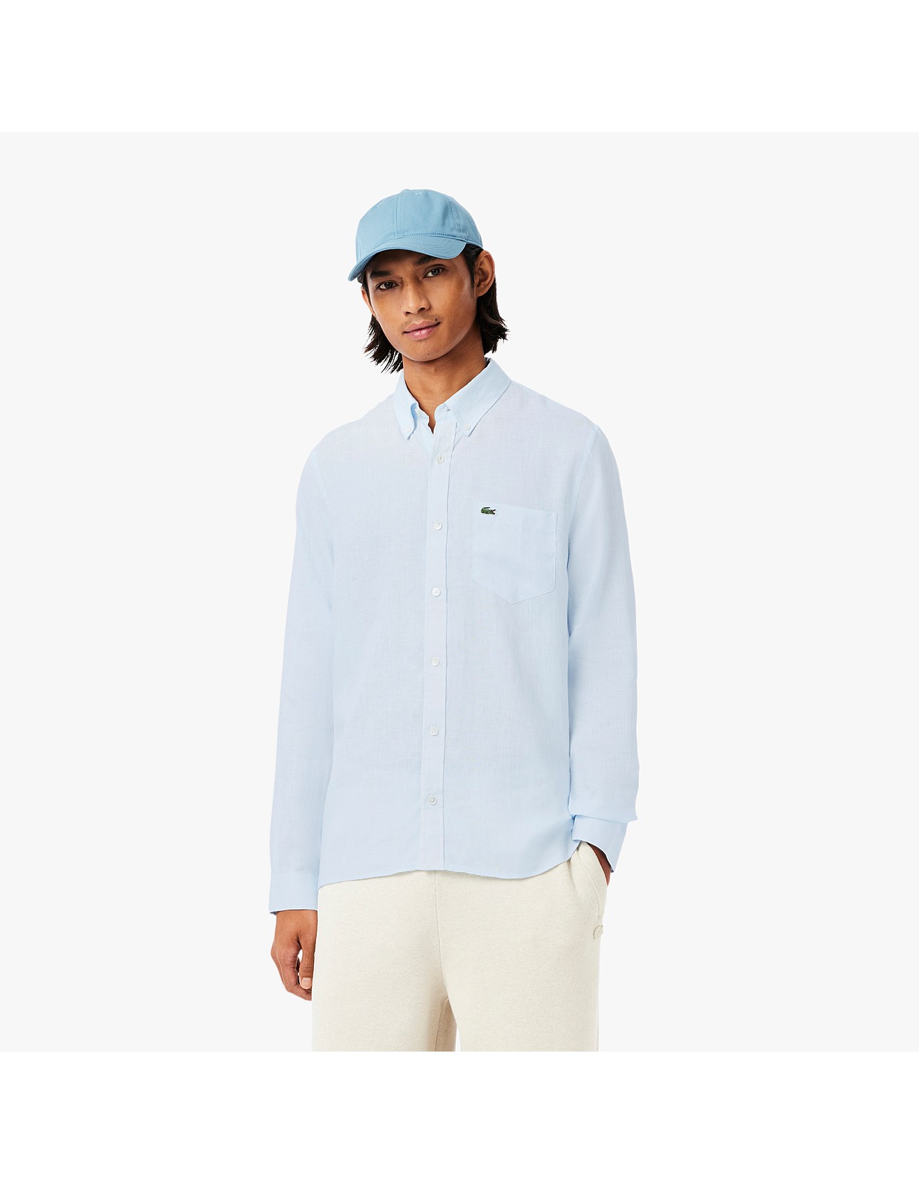 Lacoste Long Sleeve Linen Shirt David Jones