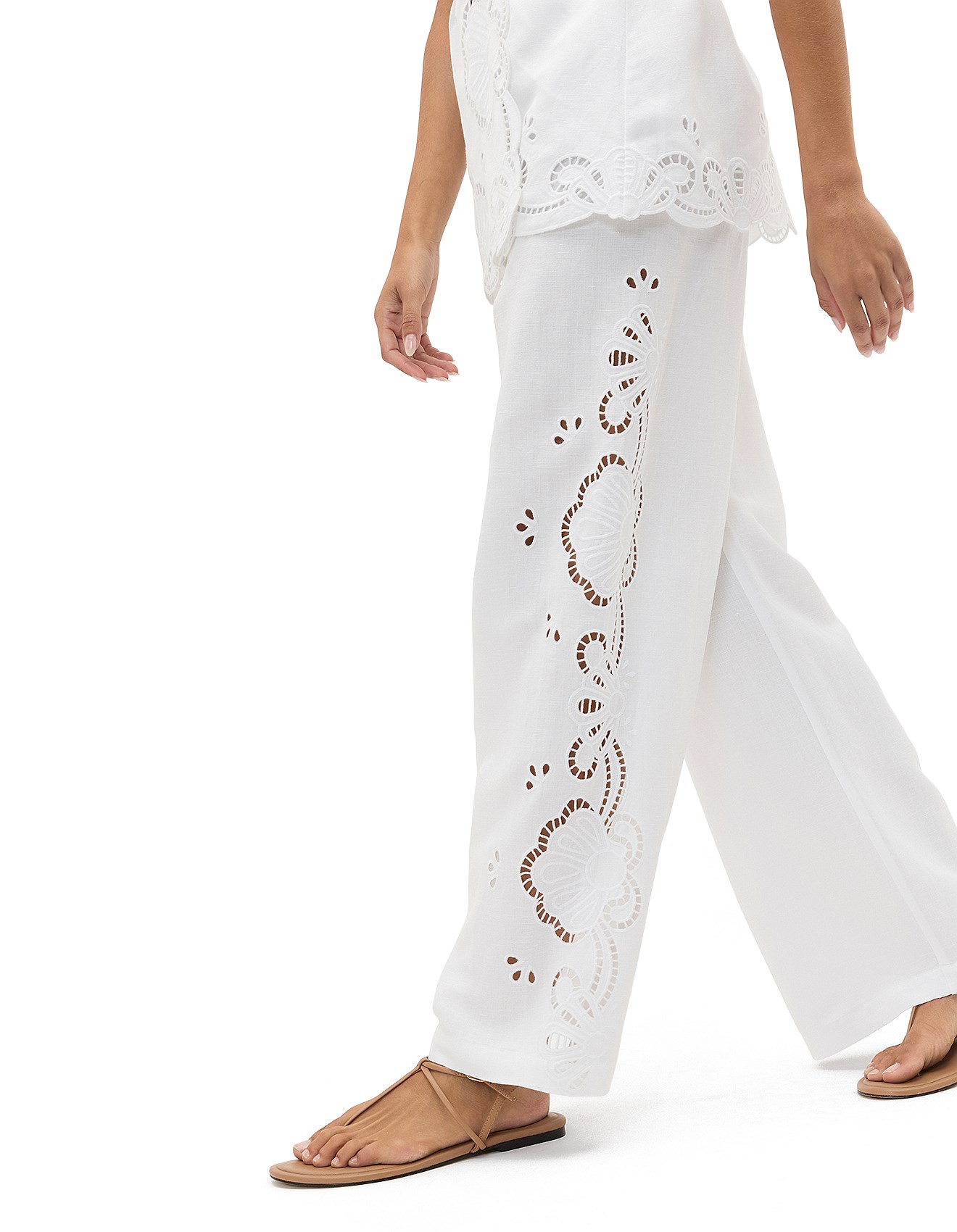 パンツ louren cutwork embroidery pant white M Seed Heritage Cutwork Woven Pant | David Jones