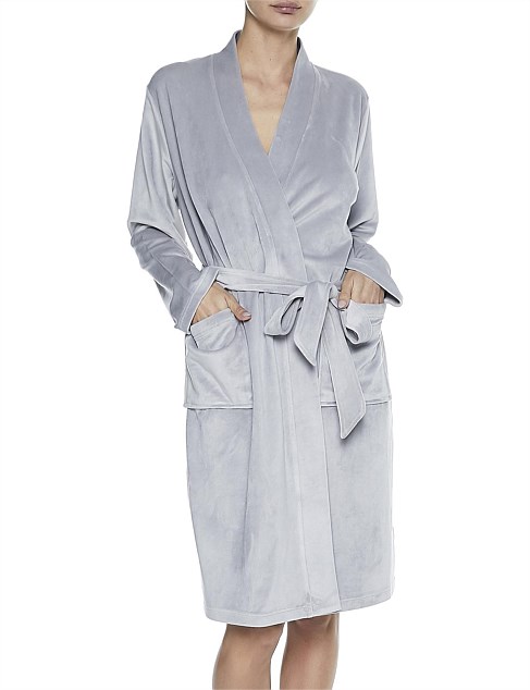 Gingerlilly Adalina Grey Velvet Robe | David Jones