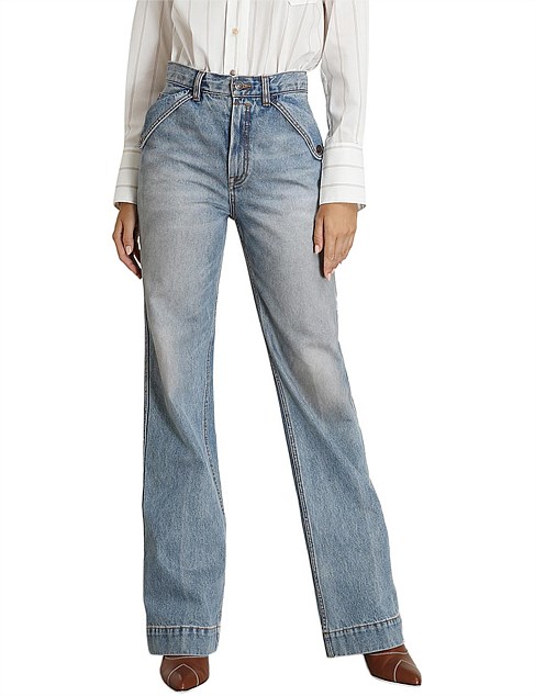 Zimmermann Pocket Flare Vintage Stone Blue Jean | David Jones